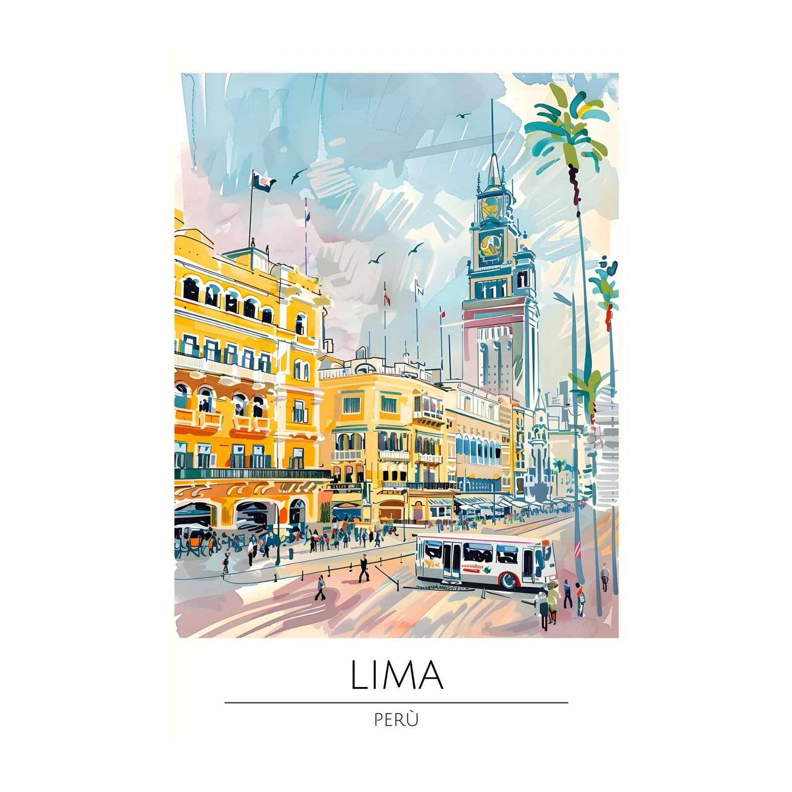 Vibrant Lima Street Scene Wall Art