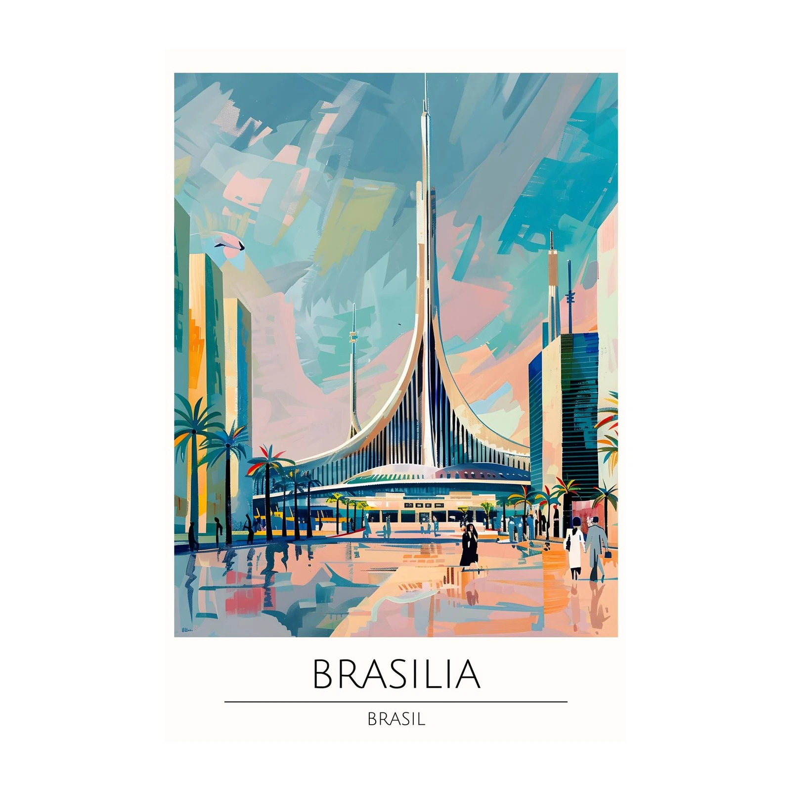 Vibrant Brasilia Skyline Abstract Wall Art