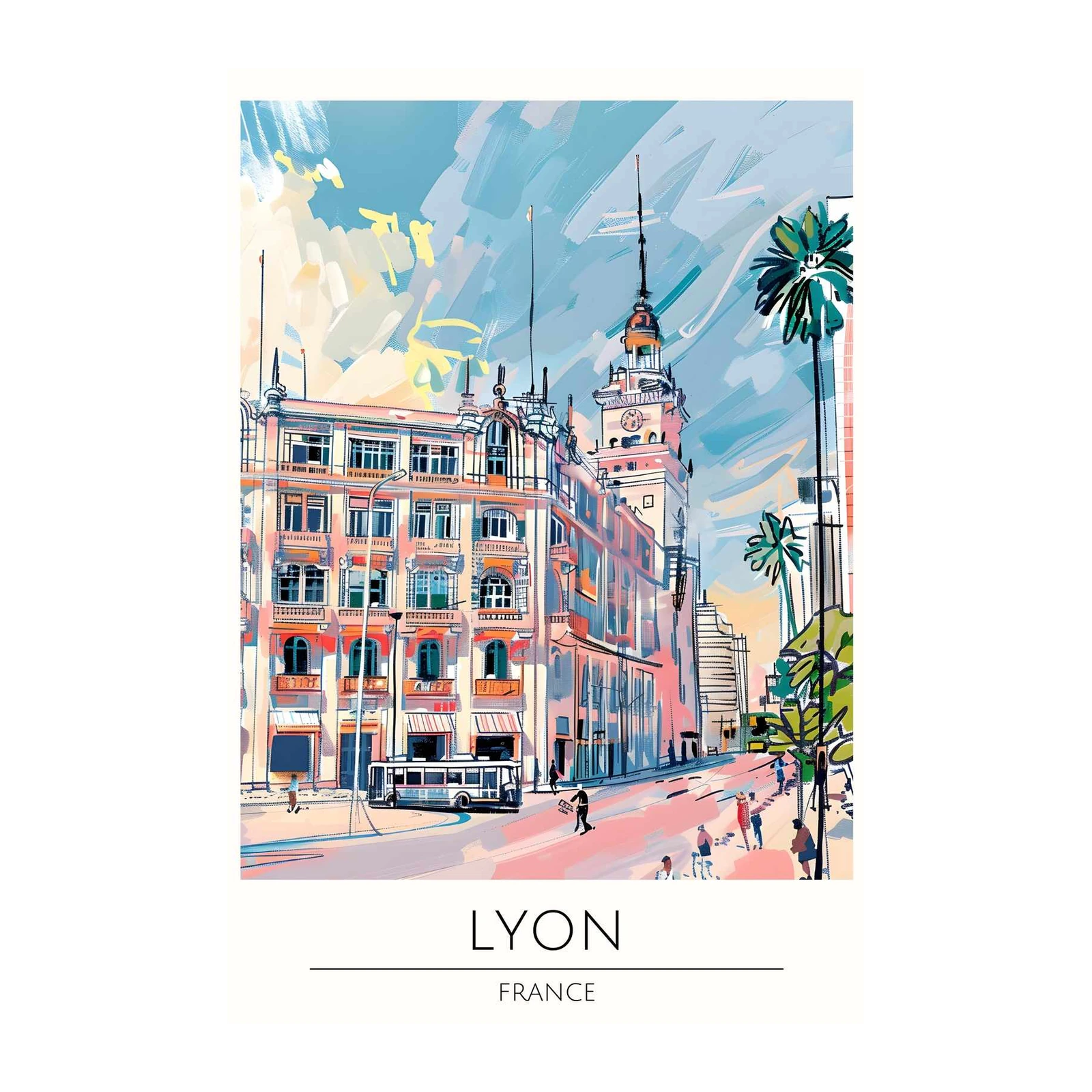 Vibrant Lyon Street Scene Wall Art