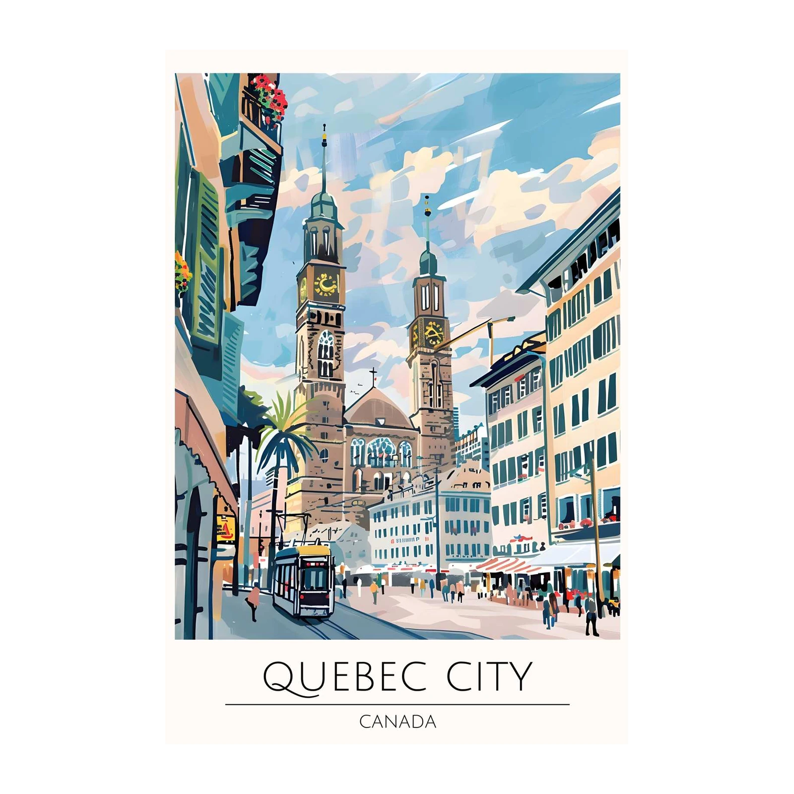 Vibrant Quebec City Street Scene Wall Art