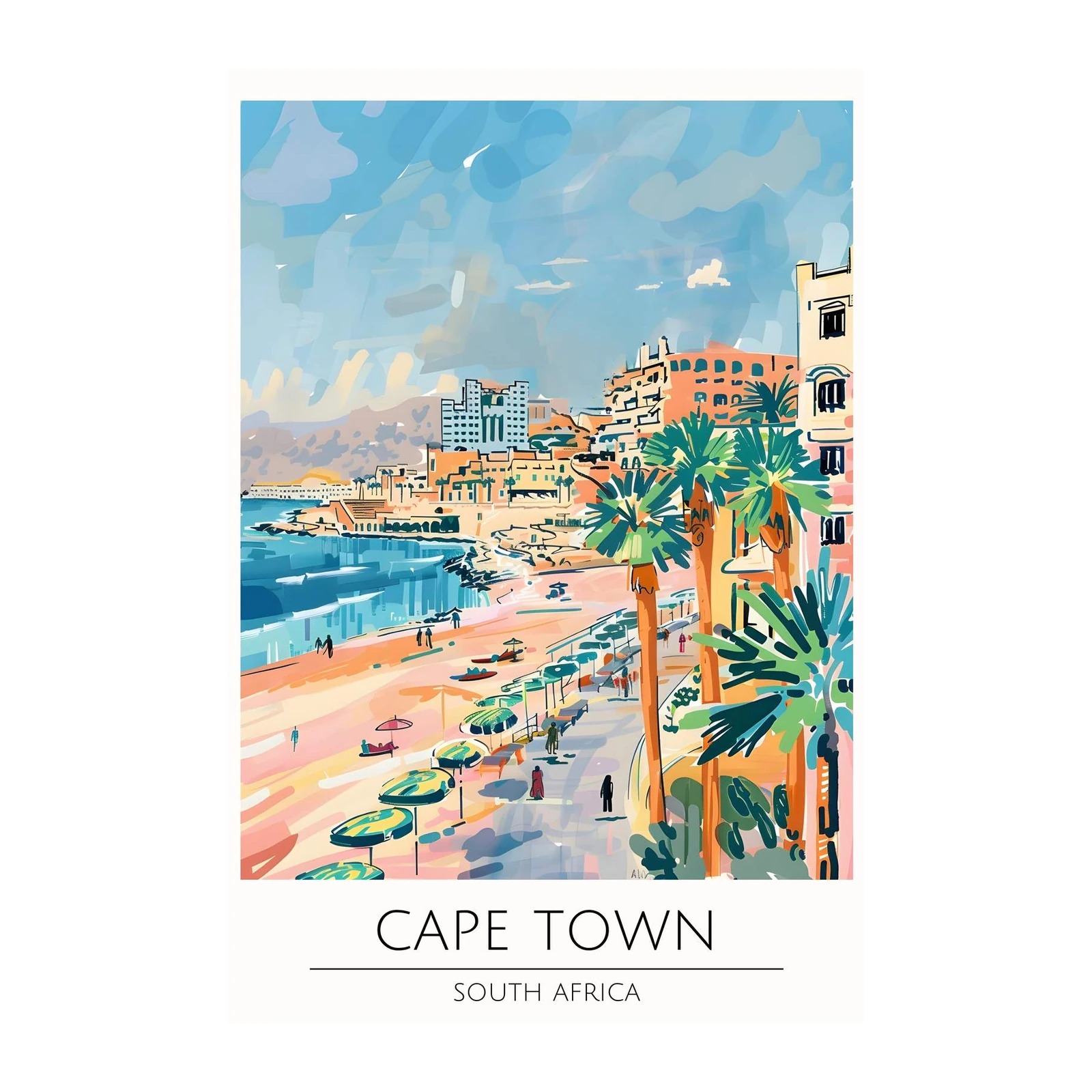 Vibrant Cape Town Beach Scene Wall Art