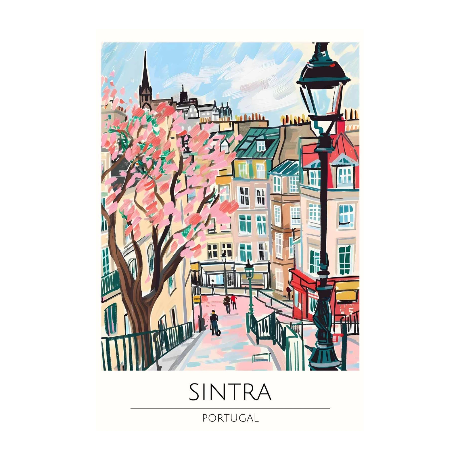 Vibrant Sintra Portugal Street Scene Wall Art