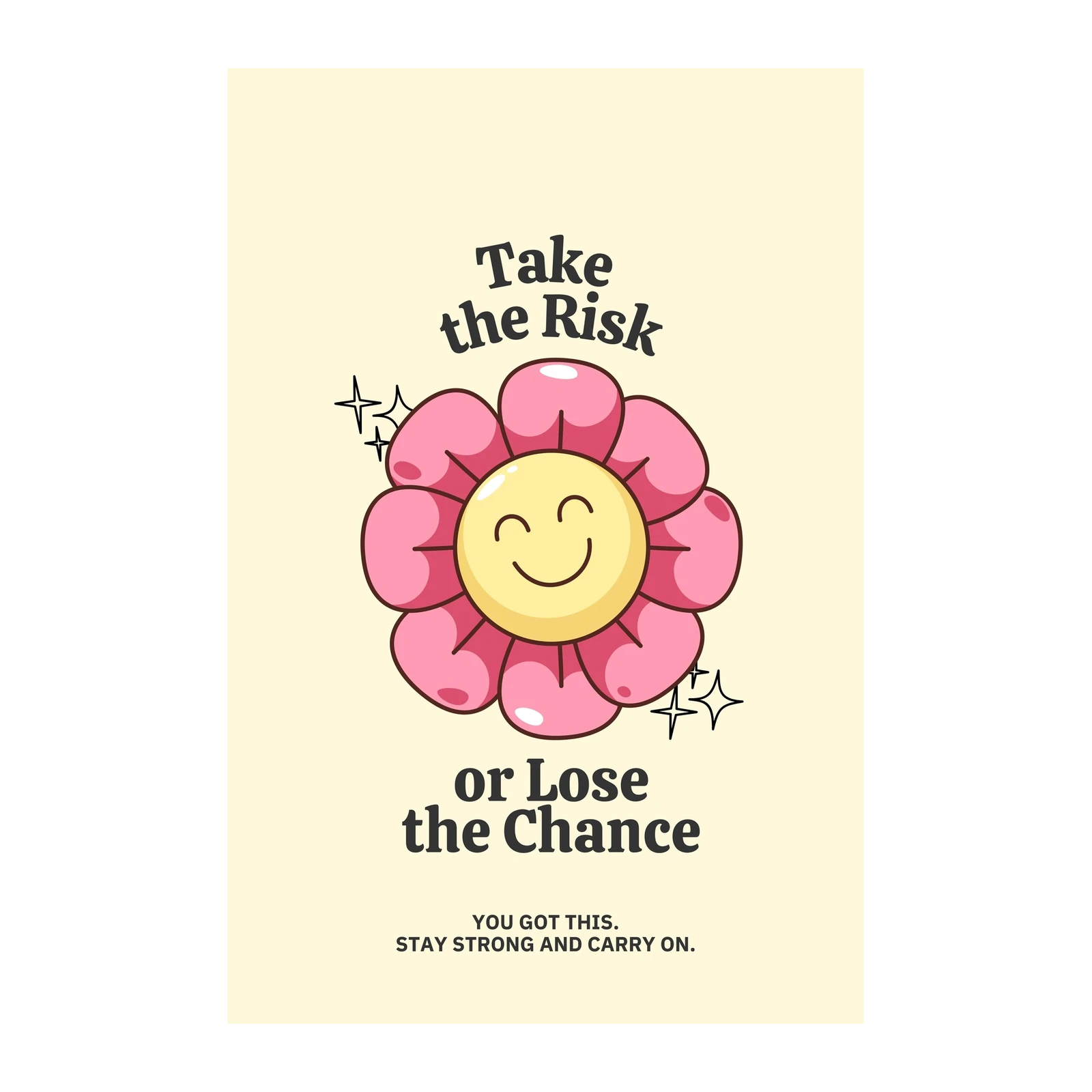 Retro Flower Motivational Take the Risk Wall Art