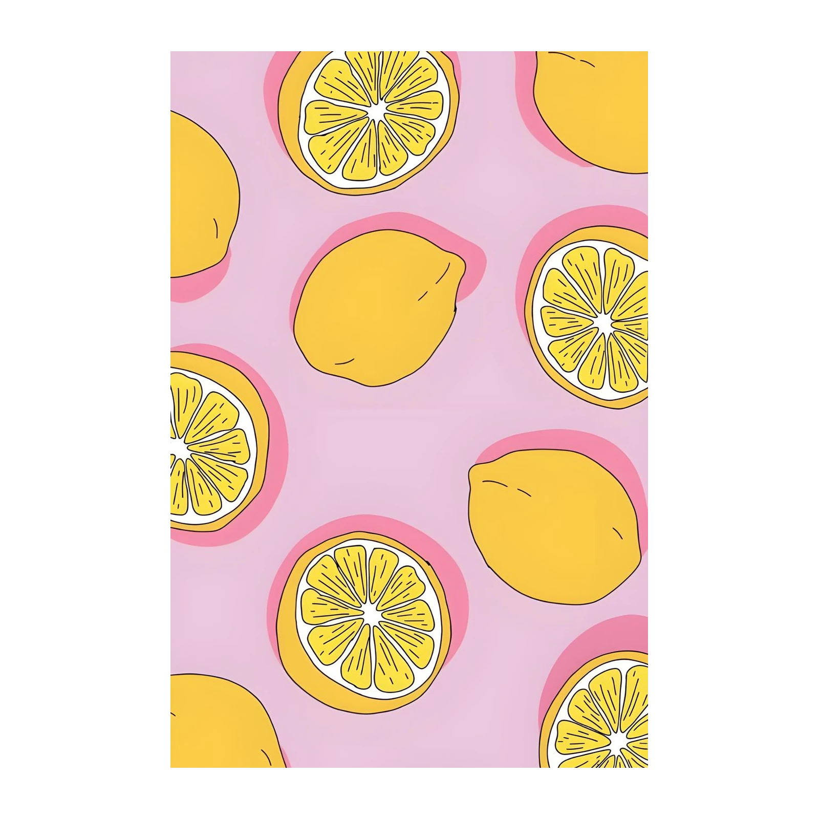 Vibrant Lemon Slice Pop Art Wall Art