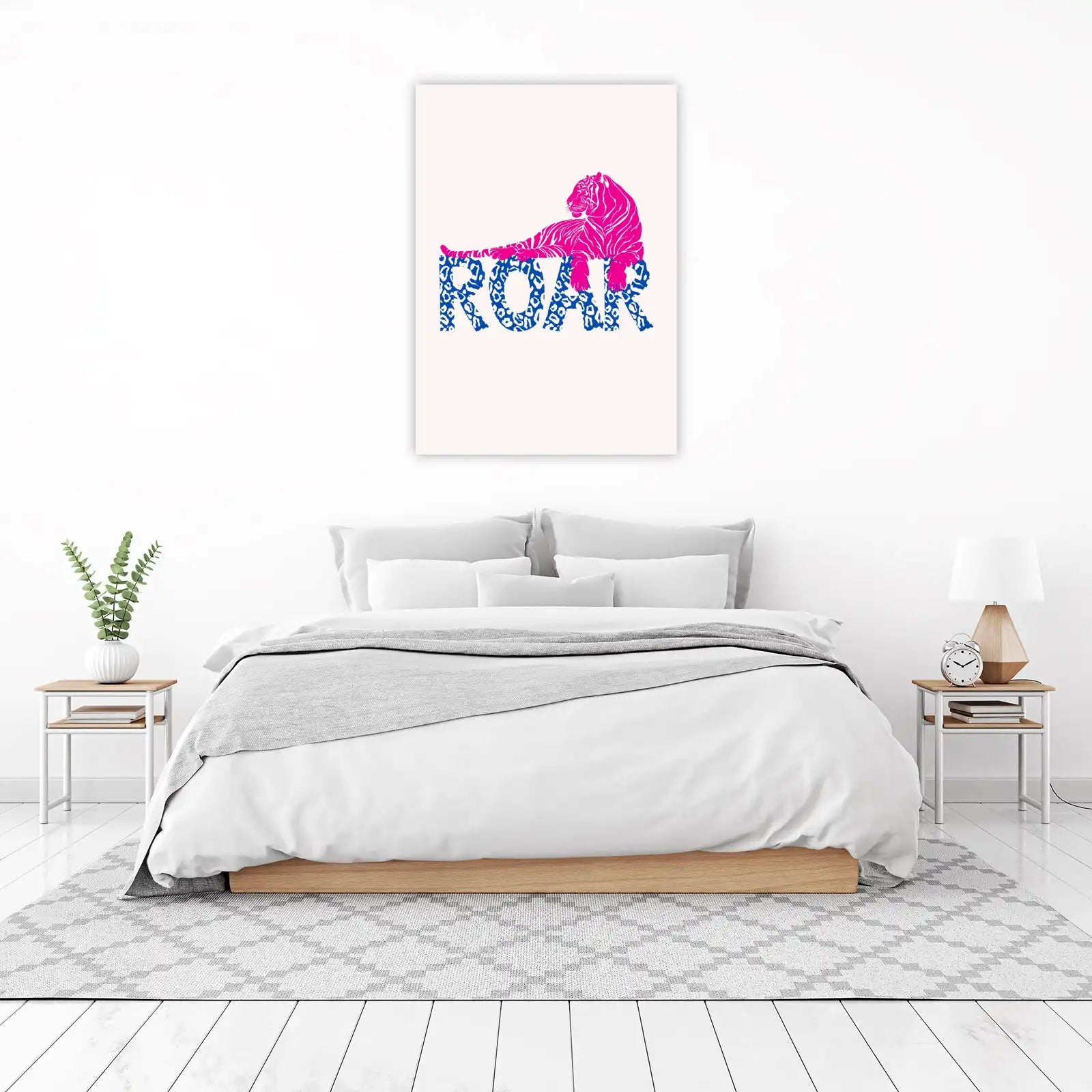 Bold Pink Tiger Roar Animal Print Wall Art