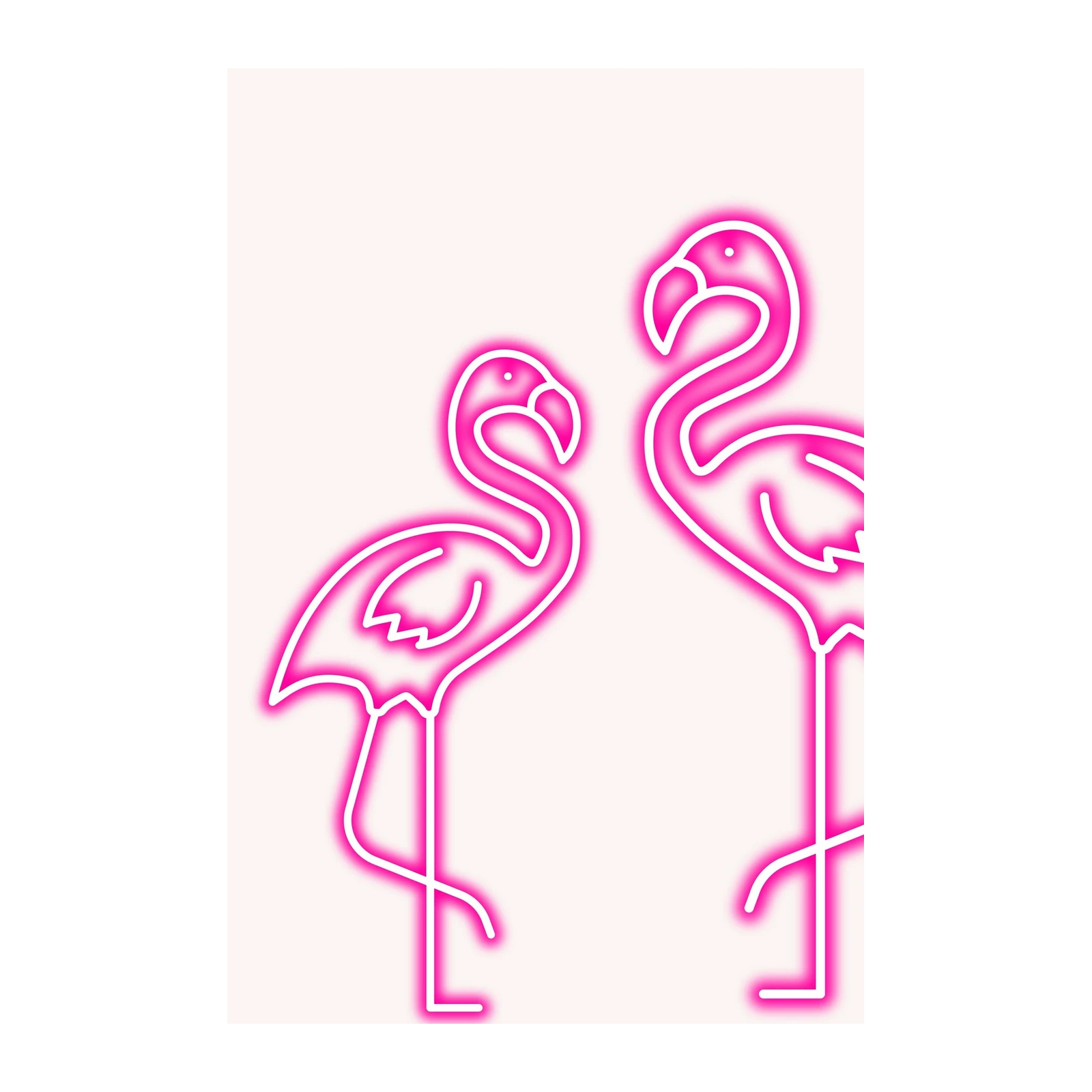 Pink Neon Flamingo Duo Wall Art