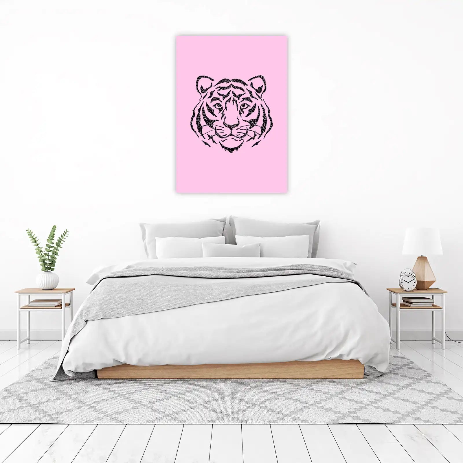 Bold Dot Tiger Face Wall Art - Modern Animal Art