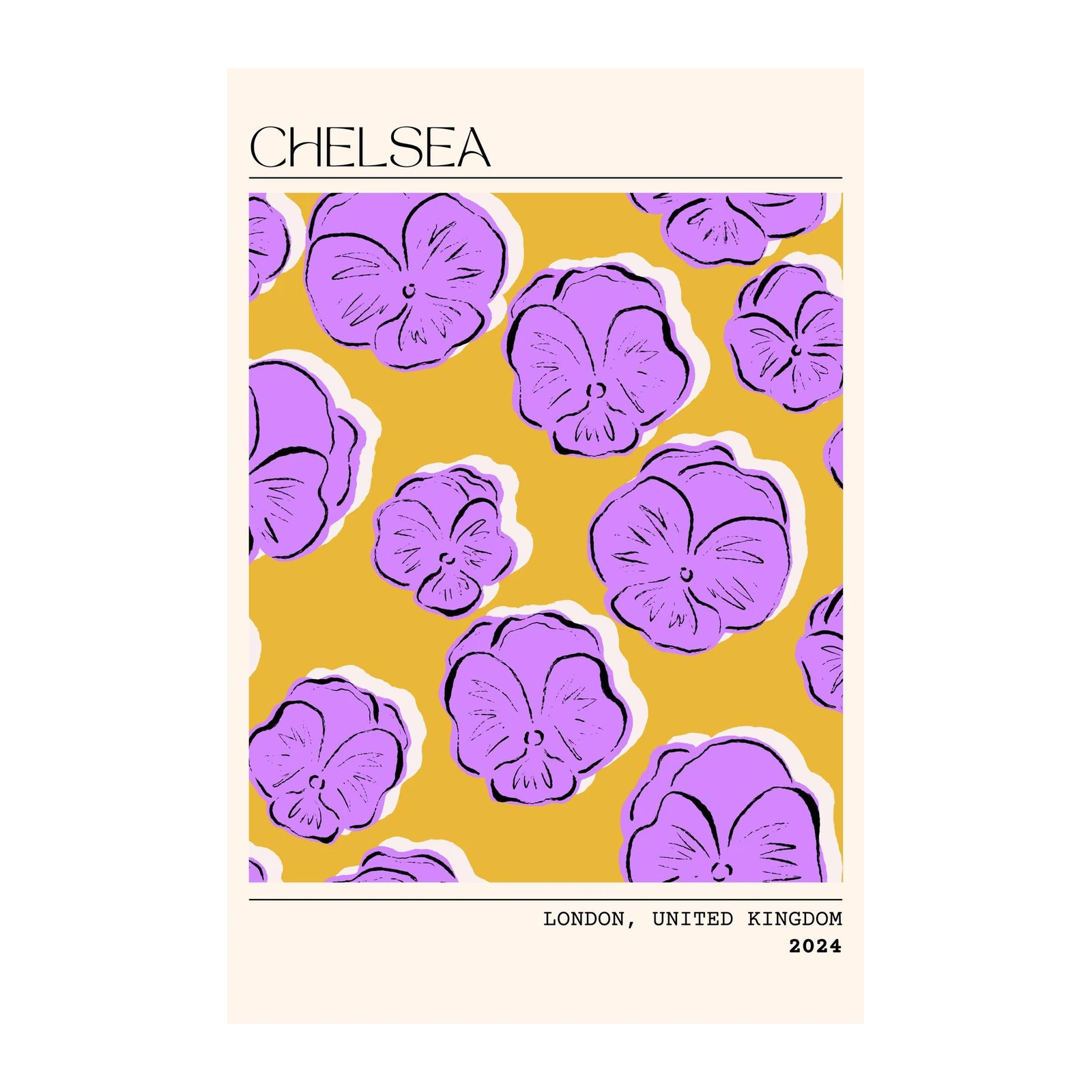 Chelsea Purple Pansy Pattern Wall Art