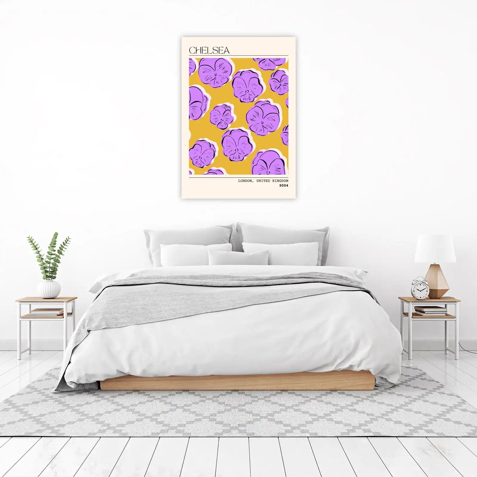 Chelsea Purple Pansy Pattern Wall Art