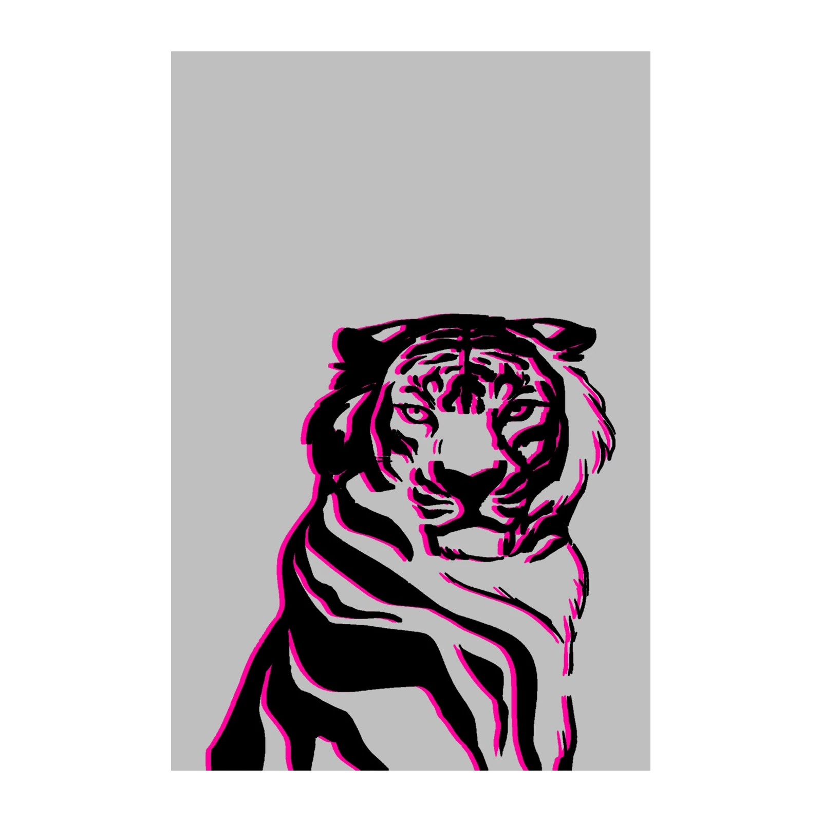 Bold Tiger Glitch Art Wall Art