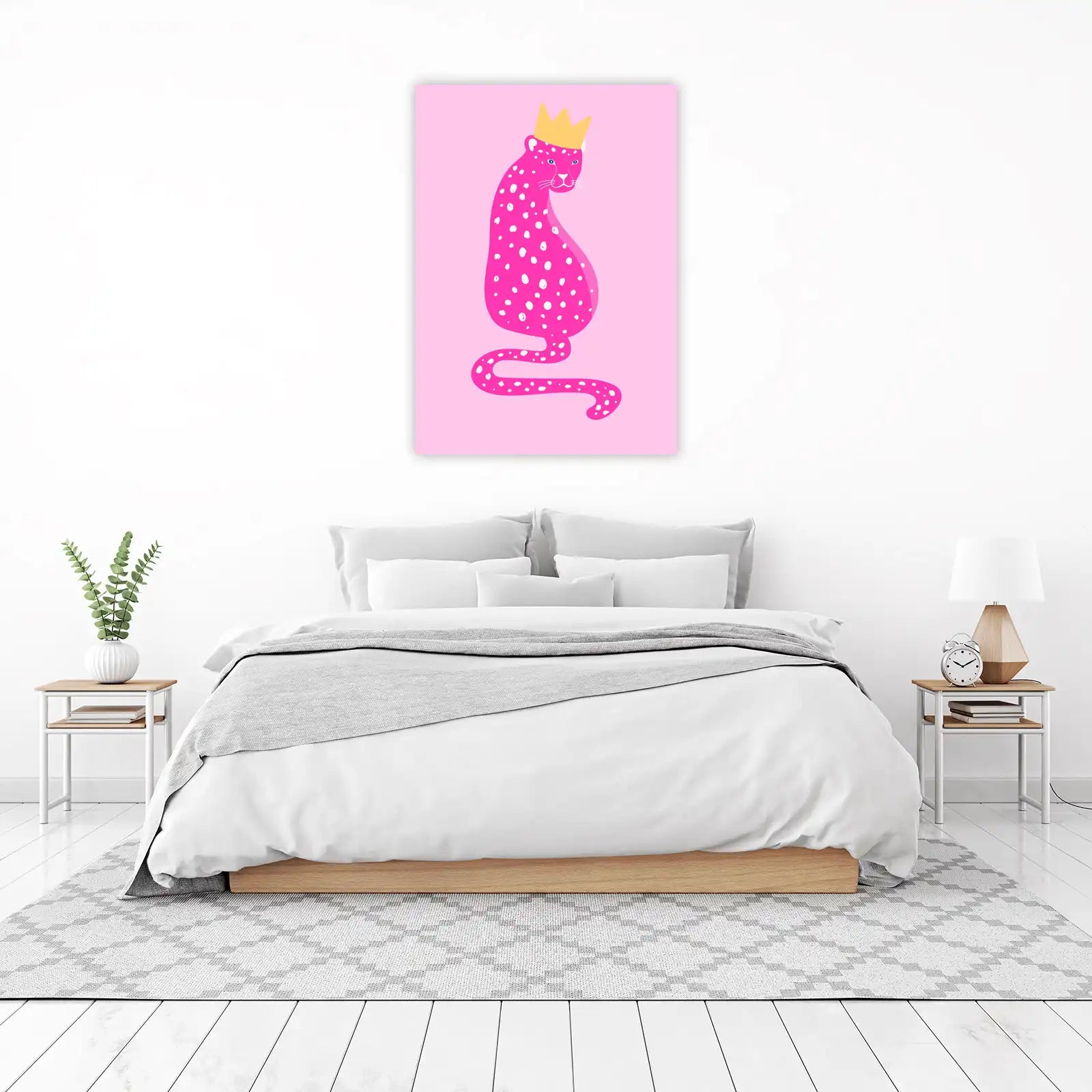 Pink Leopard Crowned Wall Art - Kids Room Decor