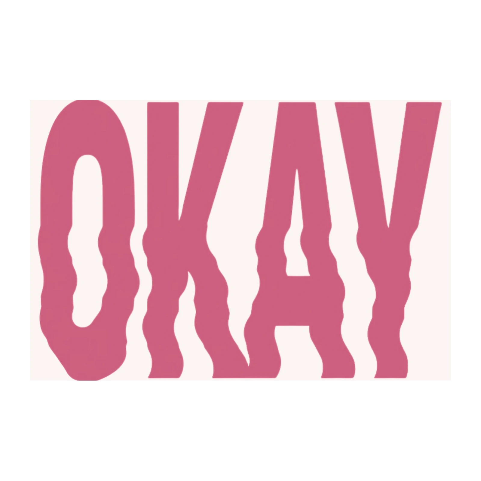 Retro Pink "OKAY" Wavy Text Wall Art