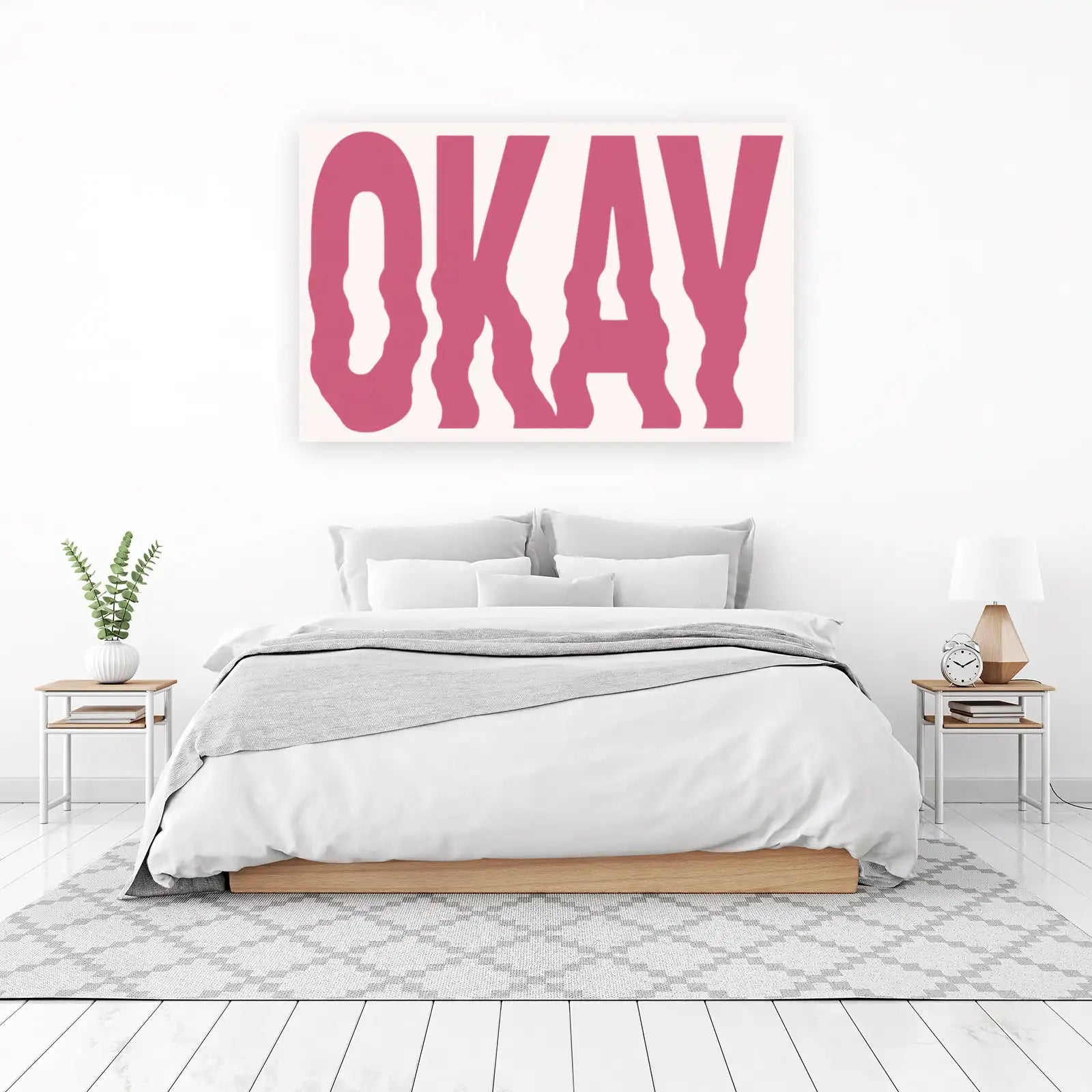 Retro Pink "OKAY" Wavy Text Wall Art