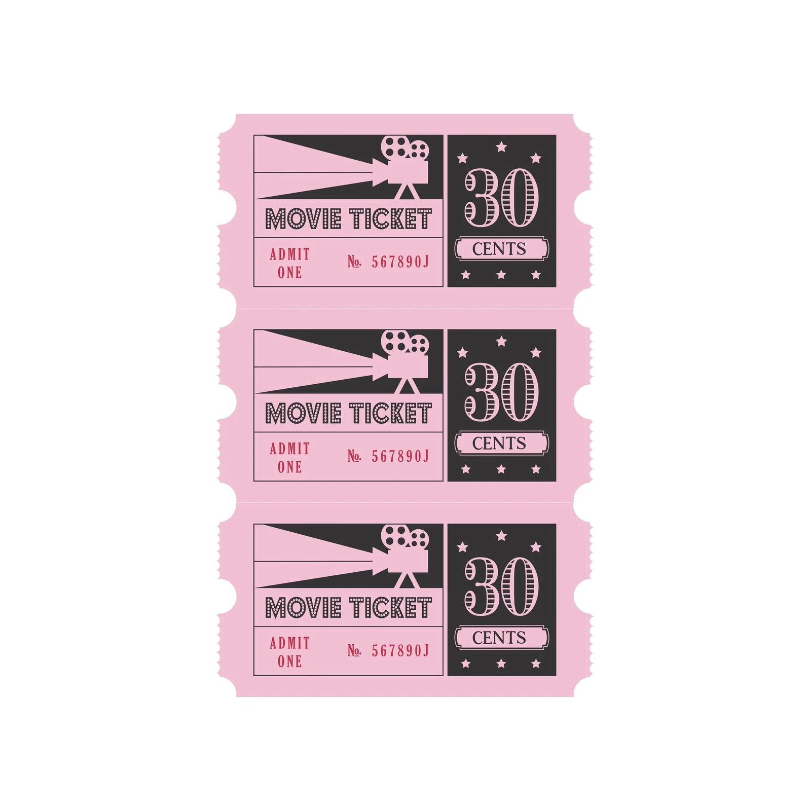 Retro Movie Ticket Pink Wall Art