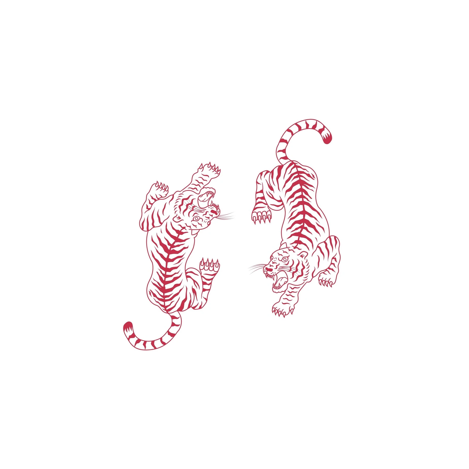 Dynamic Red Tiger Duo Wall Art