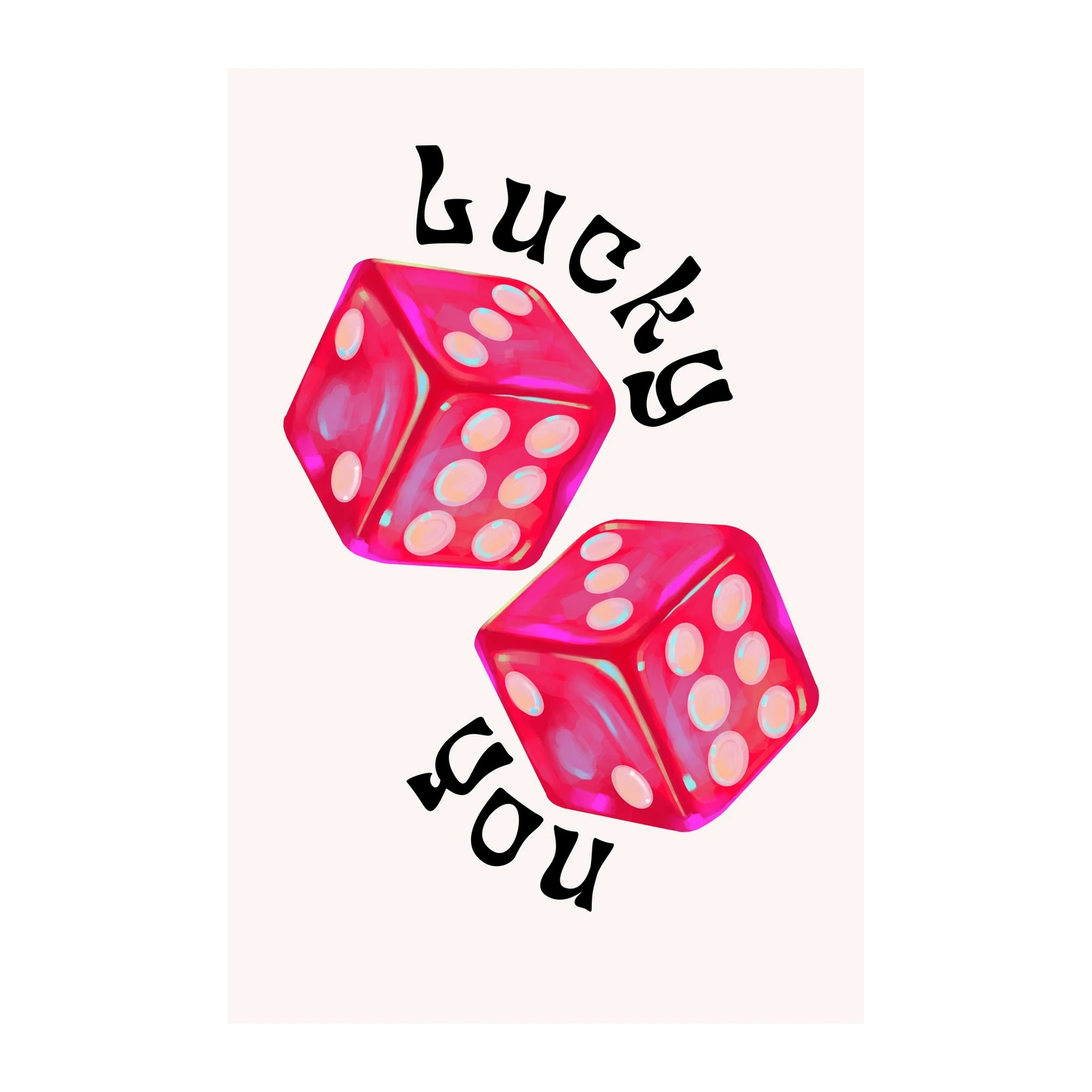Lucky You Pink Dice Wall Art
