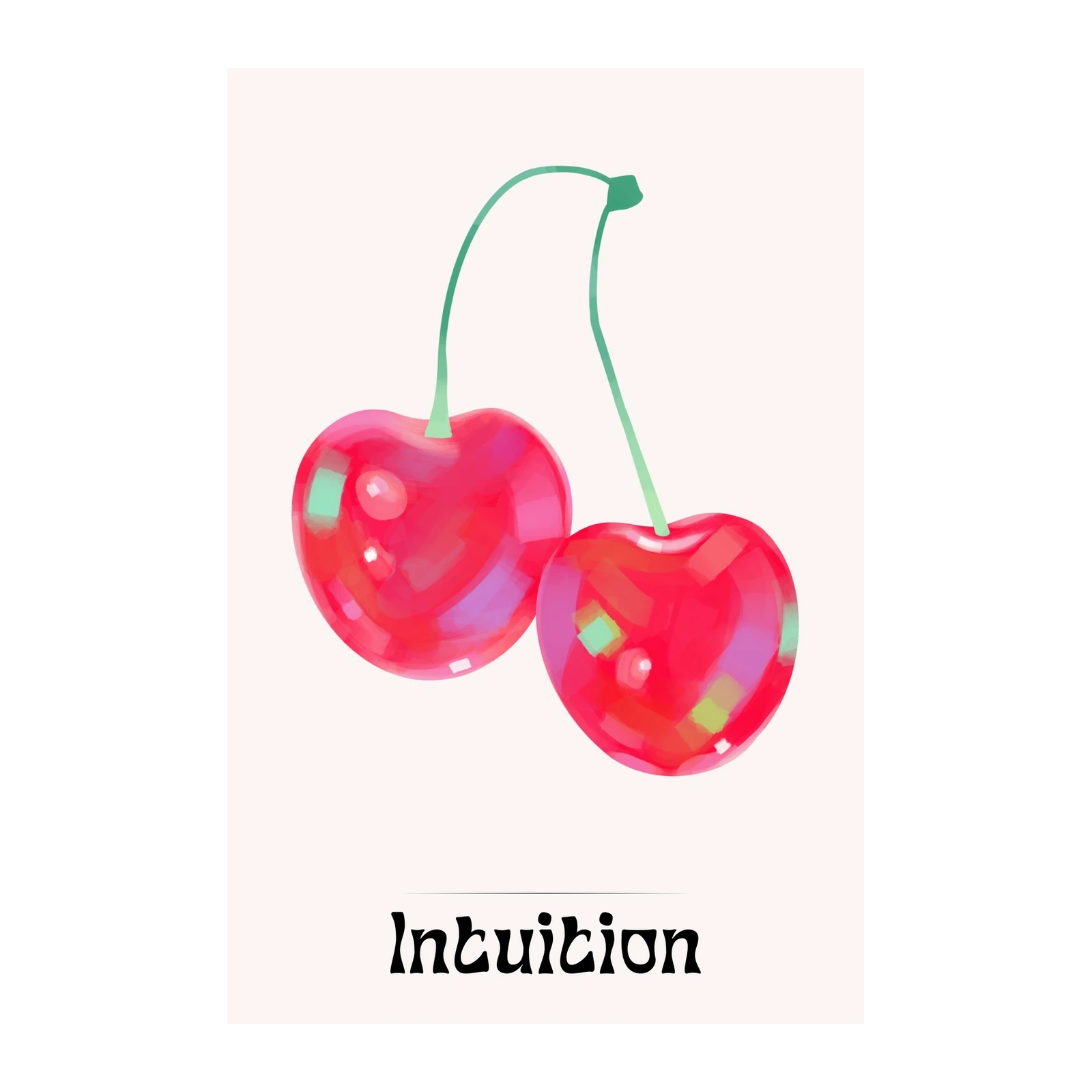 Vibrant Cherry "Intuition" Modern Art Wall Art