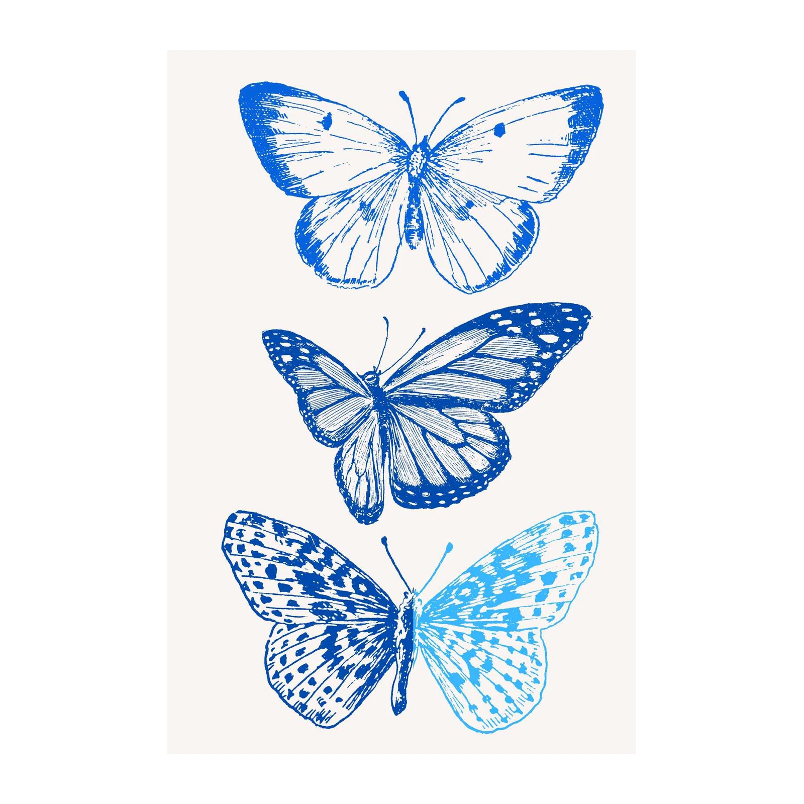Vintage Blue Butterfly Trio Wall Art