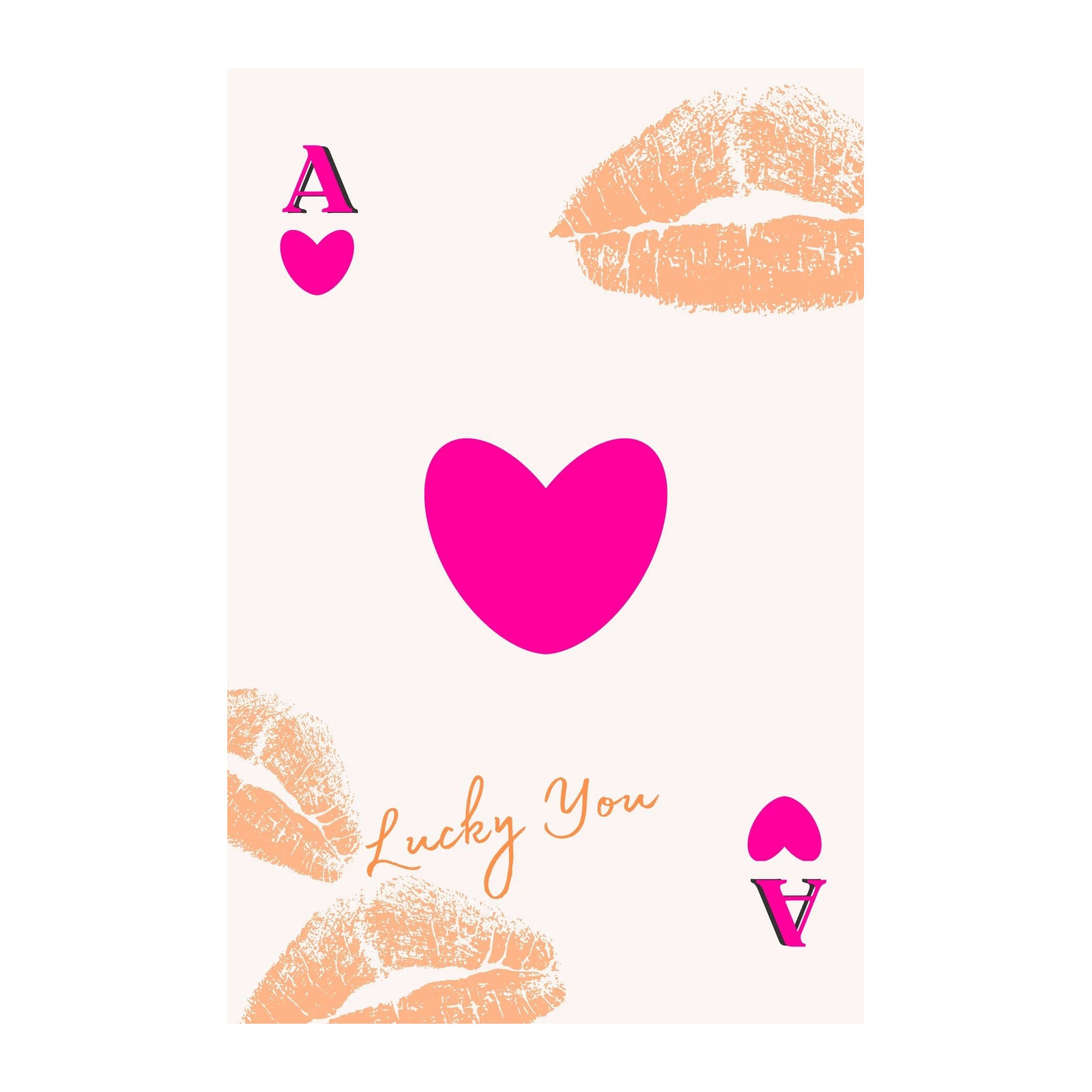 Pink Heart & Kiss Lucky You Wall Art