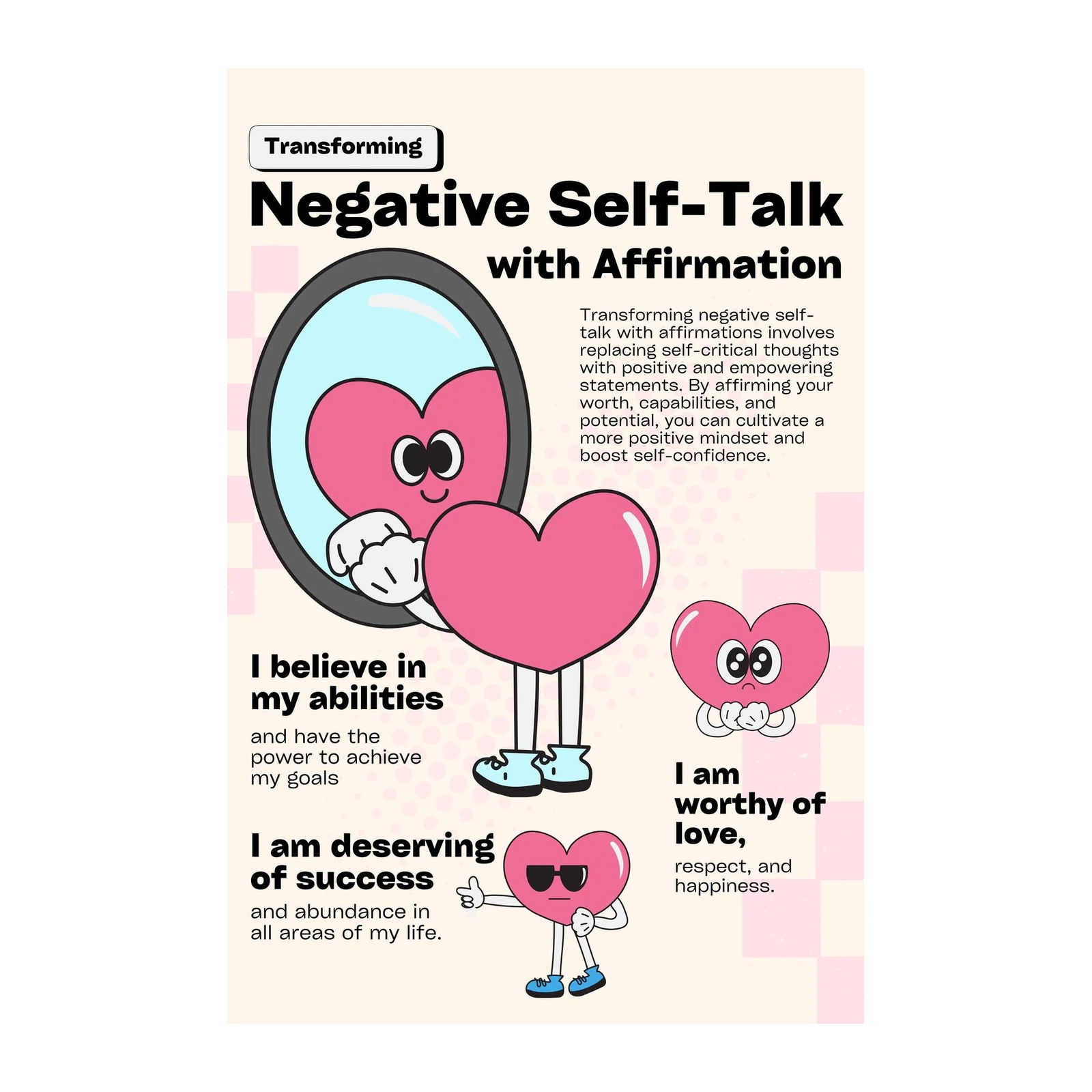 Positive Affirmations Heart Character Wall Art