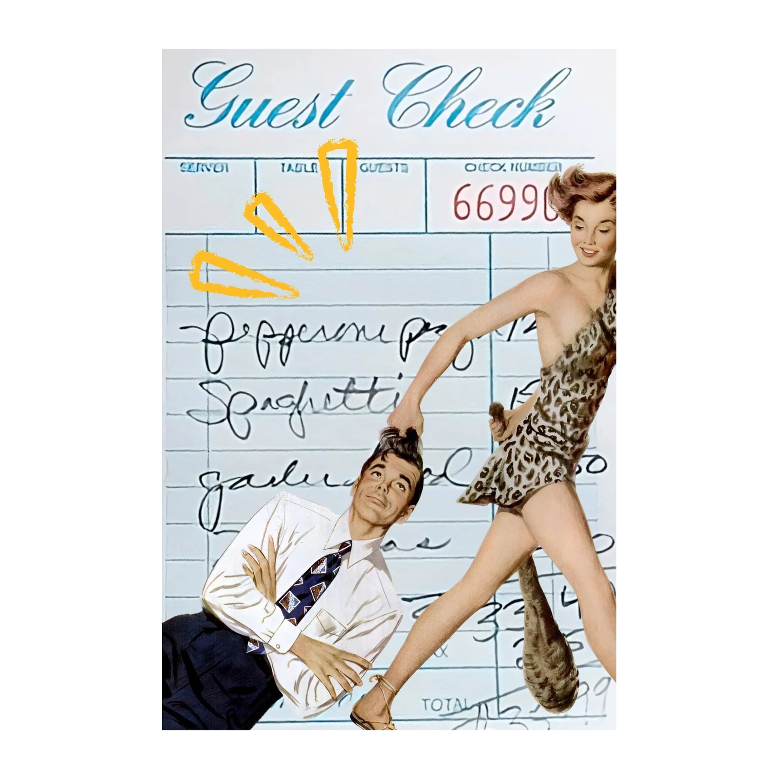 Retro Diner Couple Guest Check Wall Art