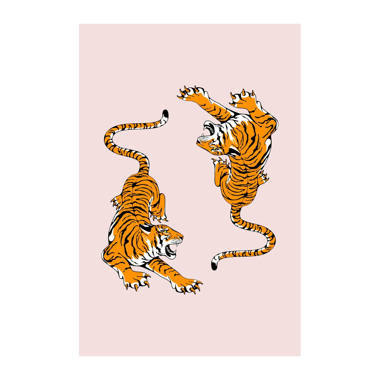 Striking Tiger Duo Geometric Wall Art