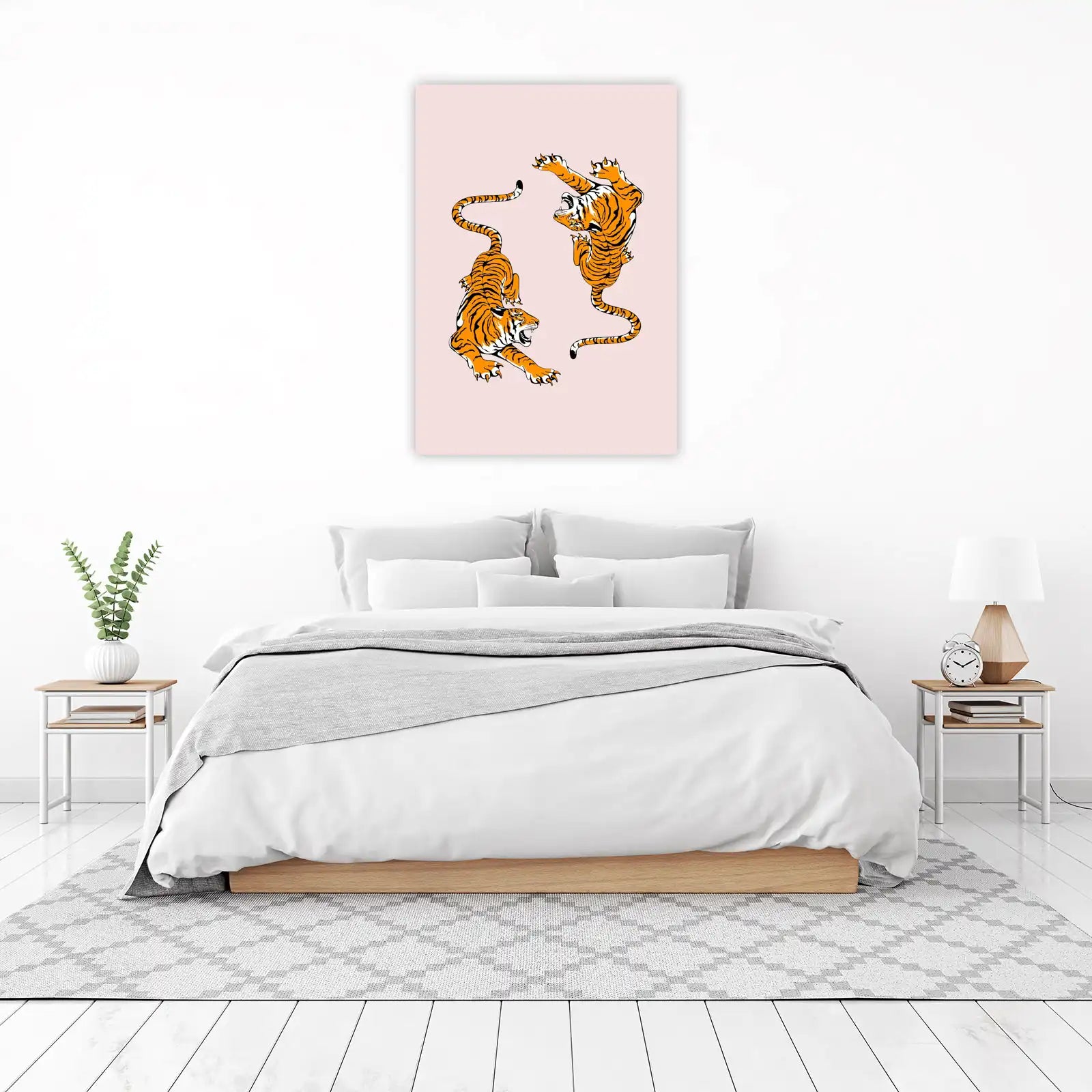 Striking Tiger Duo Geometric Wall Art