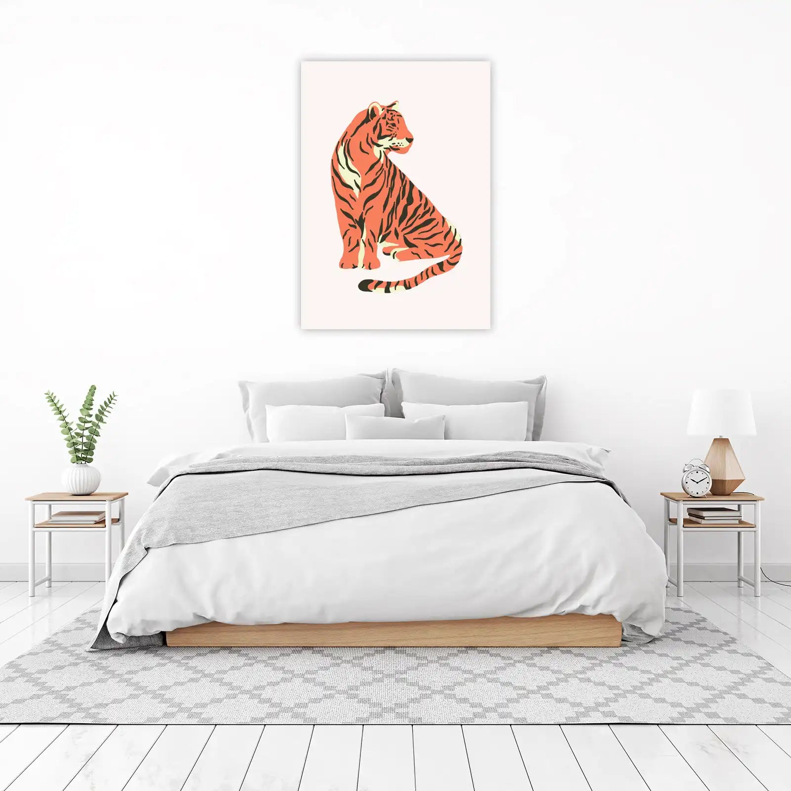 Boho Orange Tiger Sitting Wall Art