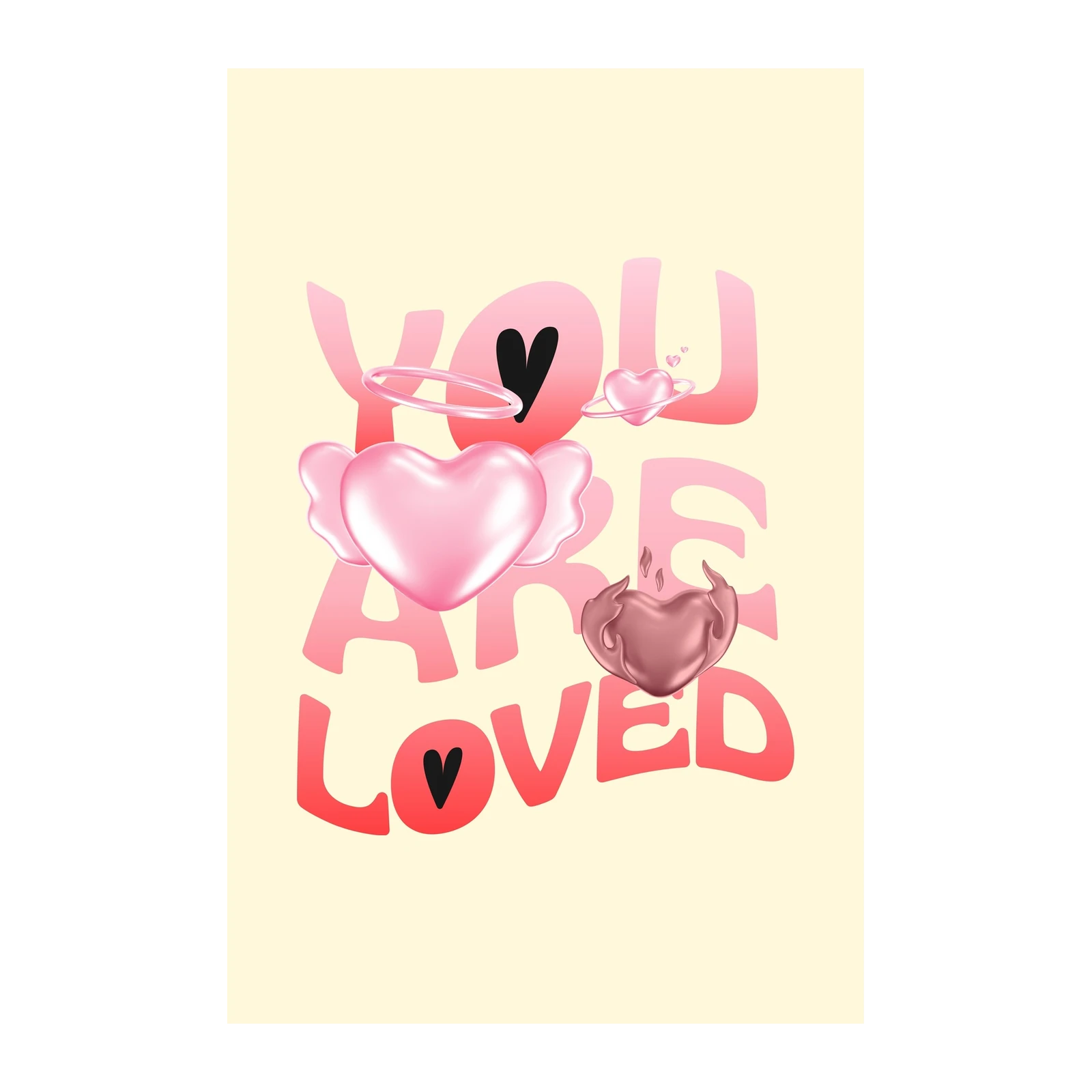 You Are Loved Pink Hearts Aura Wall Art