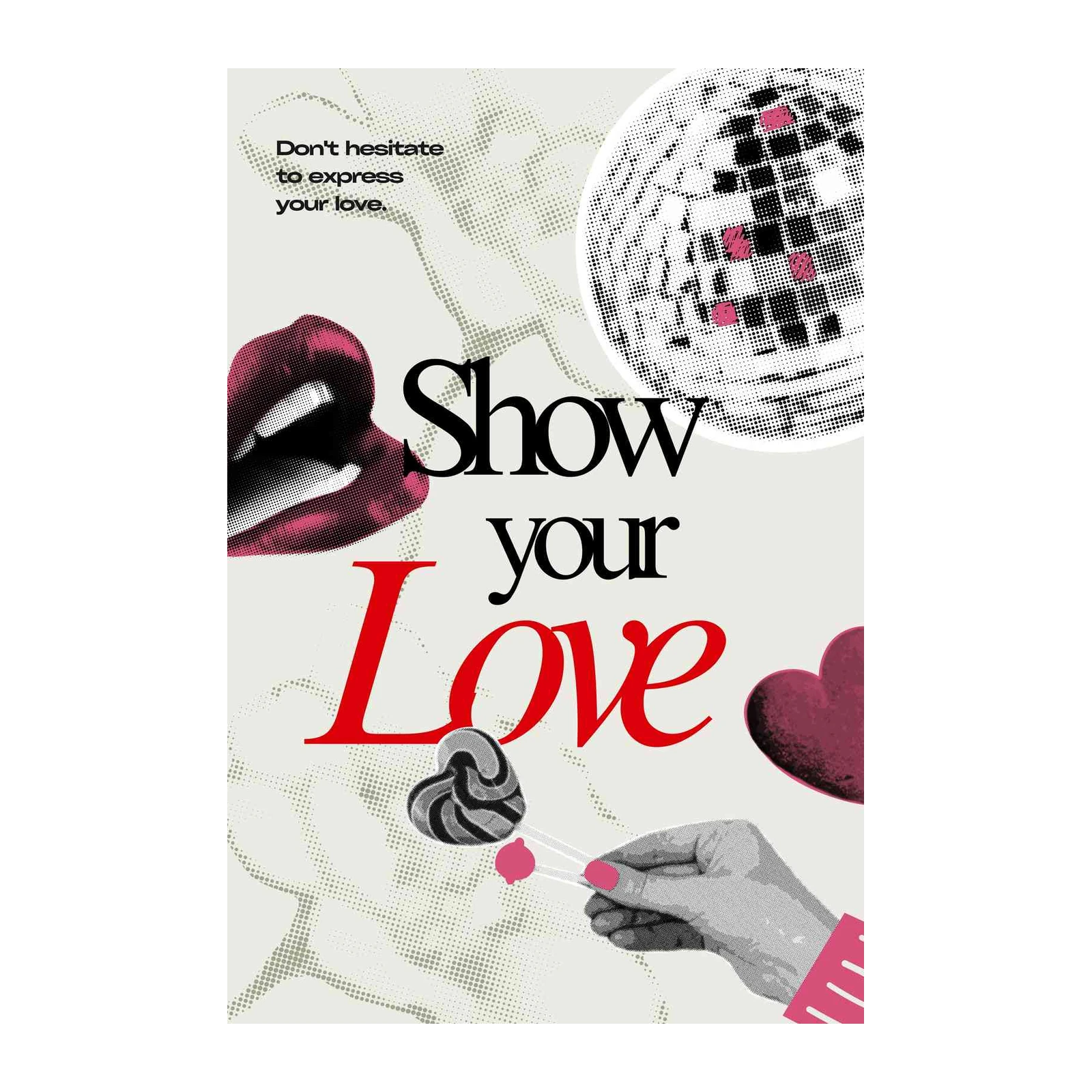 Show Your Love Retro Disco Lips Wall Art