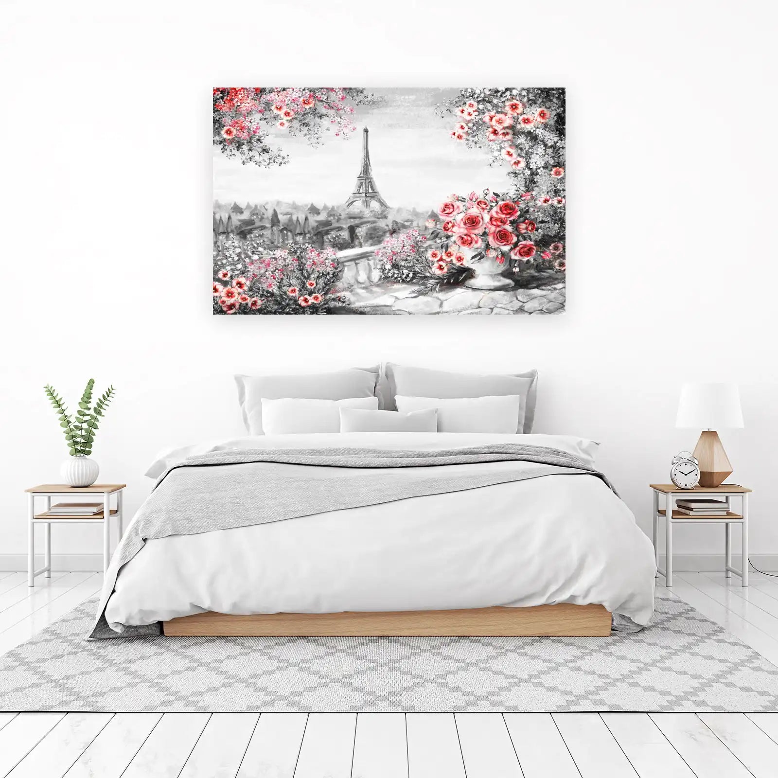 Parisian Romance Floral Eiffel Tower Wall Art