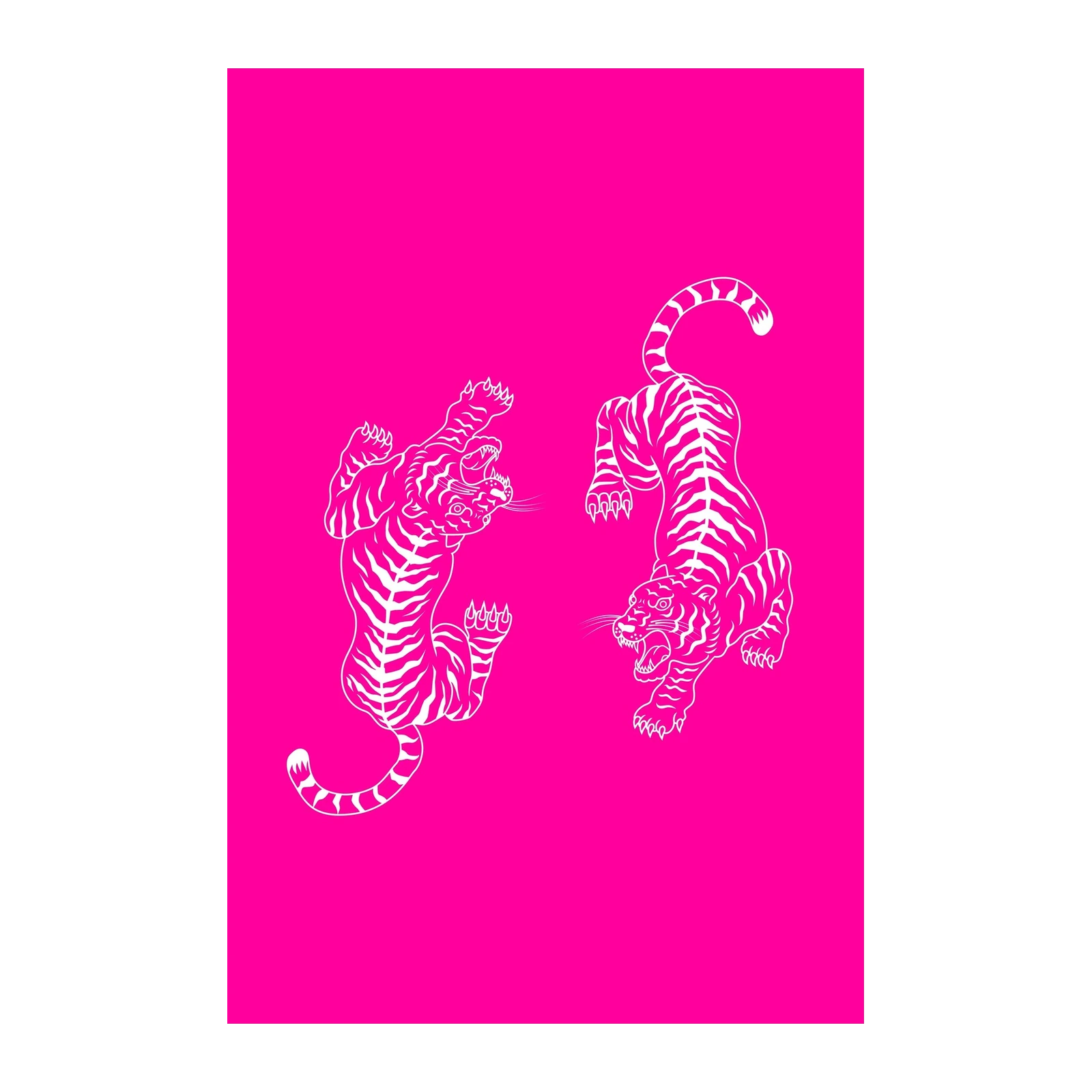Bold Neon Tiger Duo Wall Art