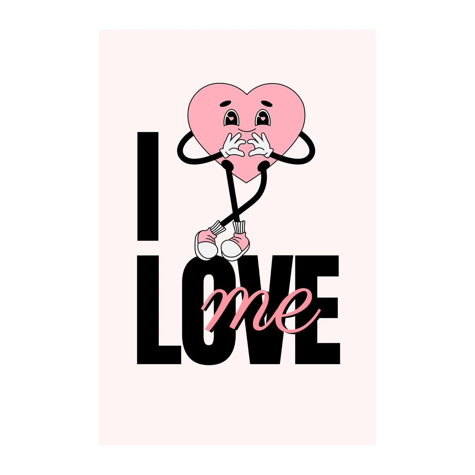 Cute Retro Heart "I Love Me" Wall Art