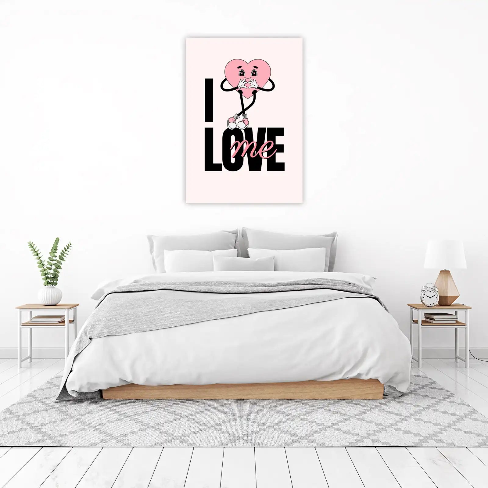 Cute Retro Heart "I Love Me" Wall Art