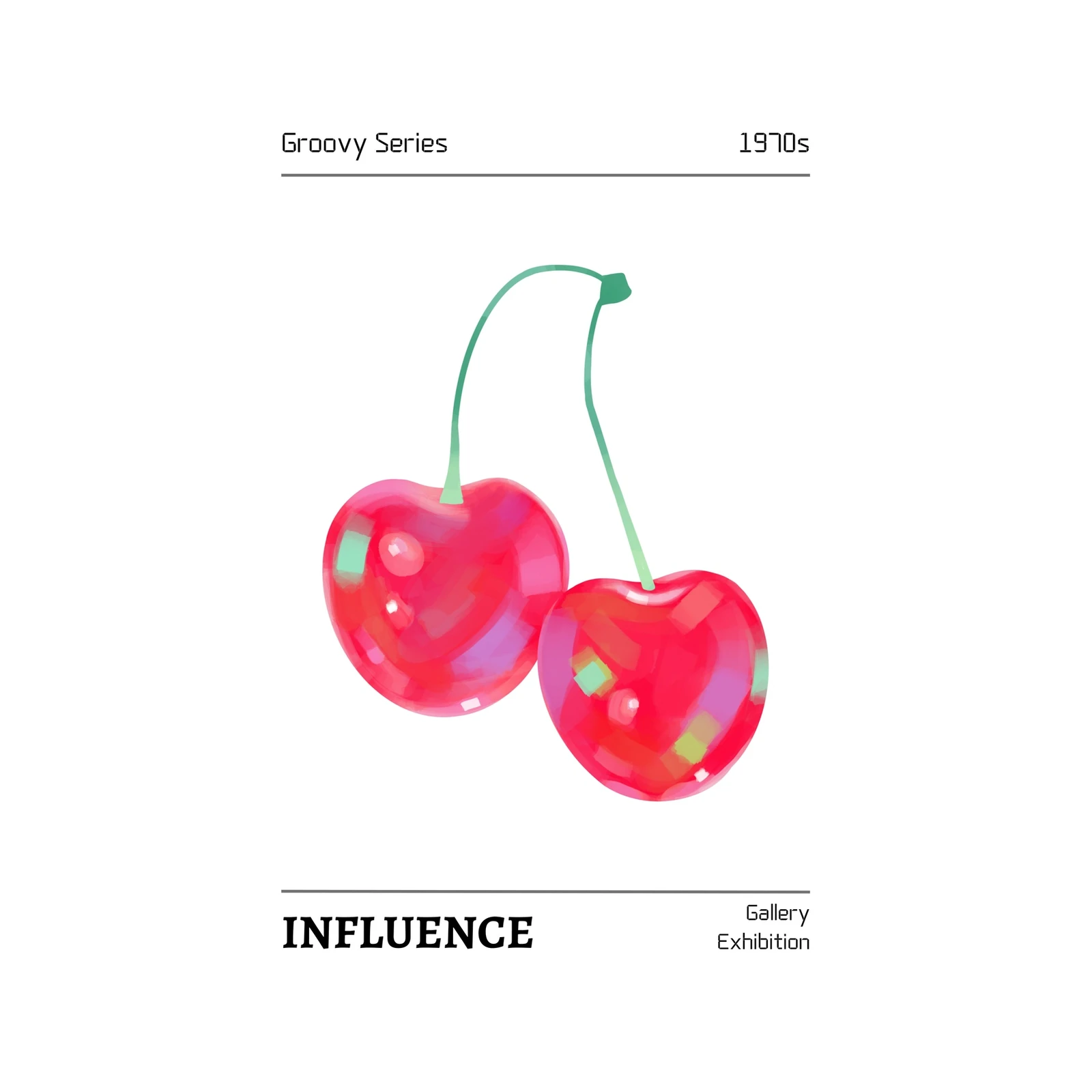 Retro Cherry 'Influence' Wall Art - 1970s Style