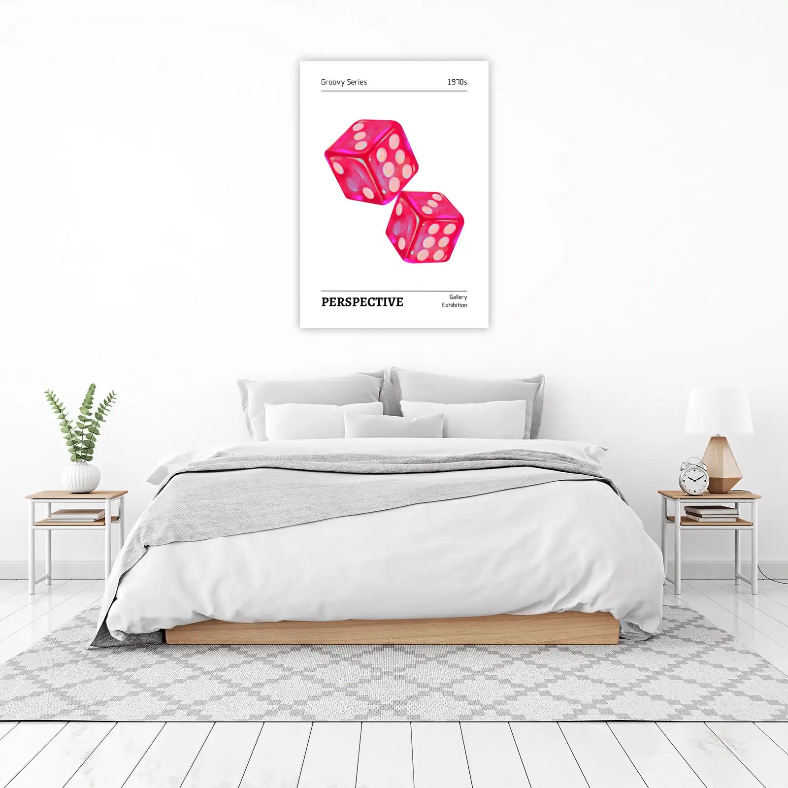 Retro Pink Dice 1970s Groovy Wall Art