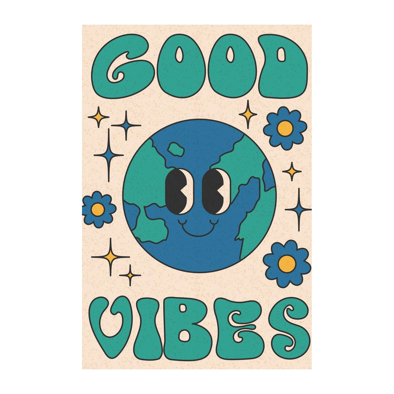 Retro Earth Good Vibes Wall Art