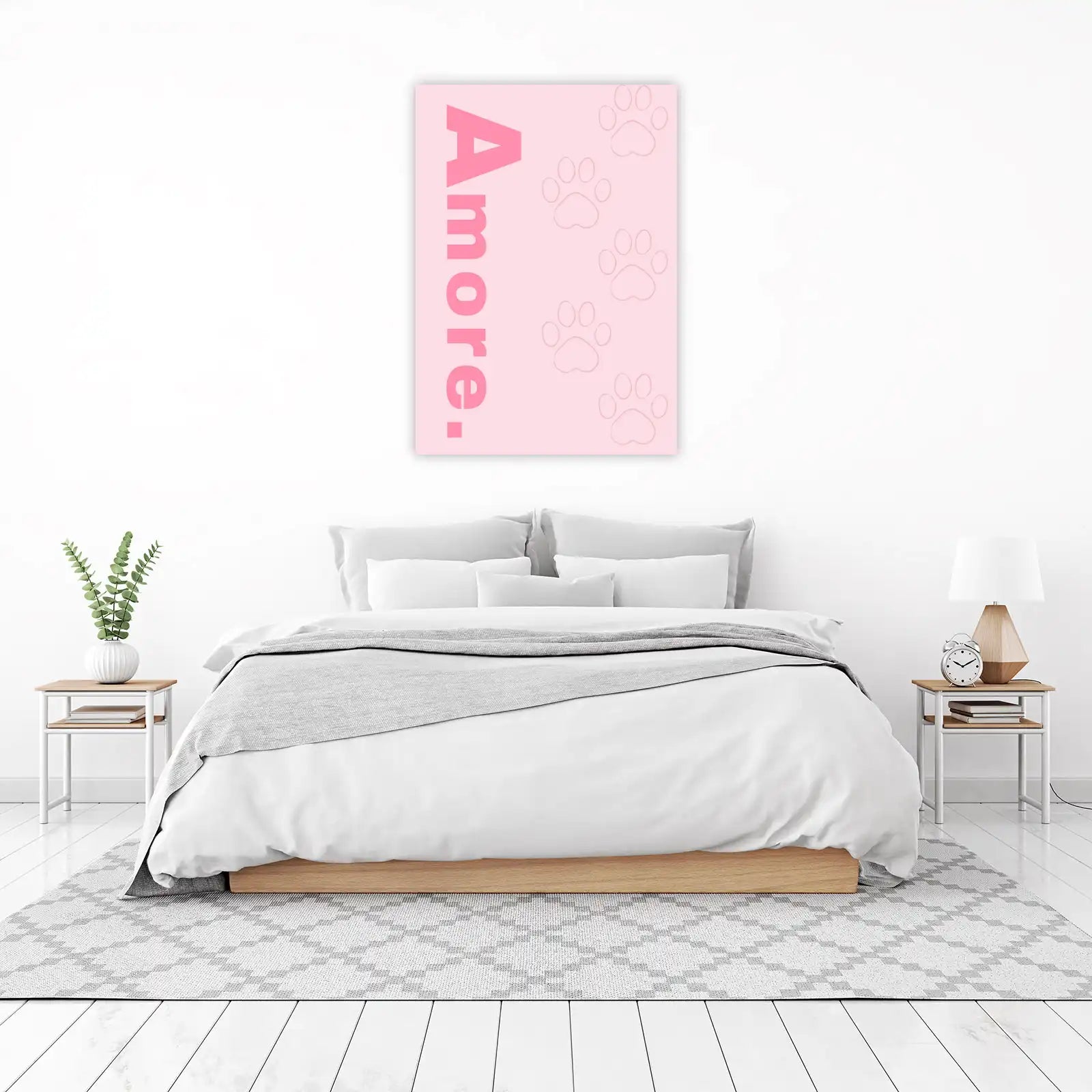 Amore Paw Print Pink Cute Pet Wall Art