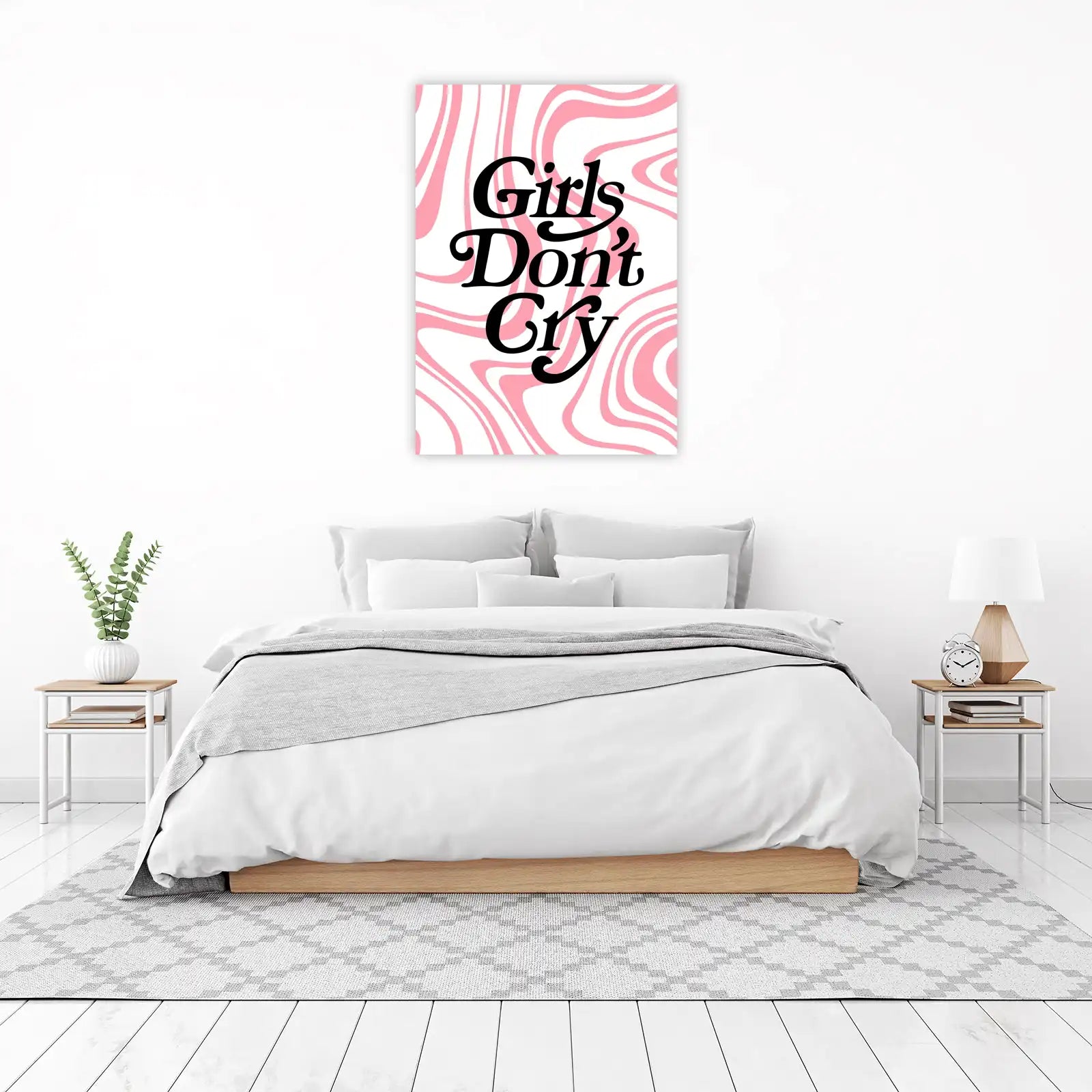 Girls Don't Cry Retro Pink Swirl Wall Art