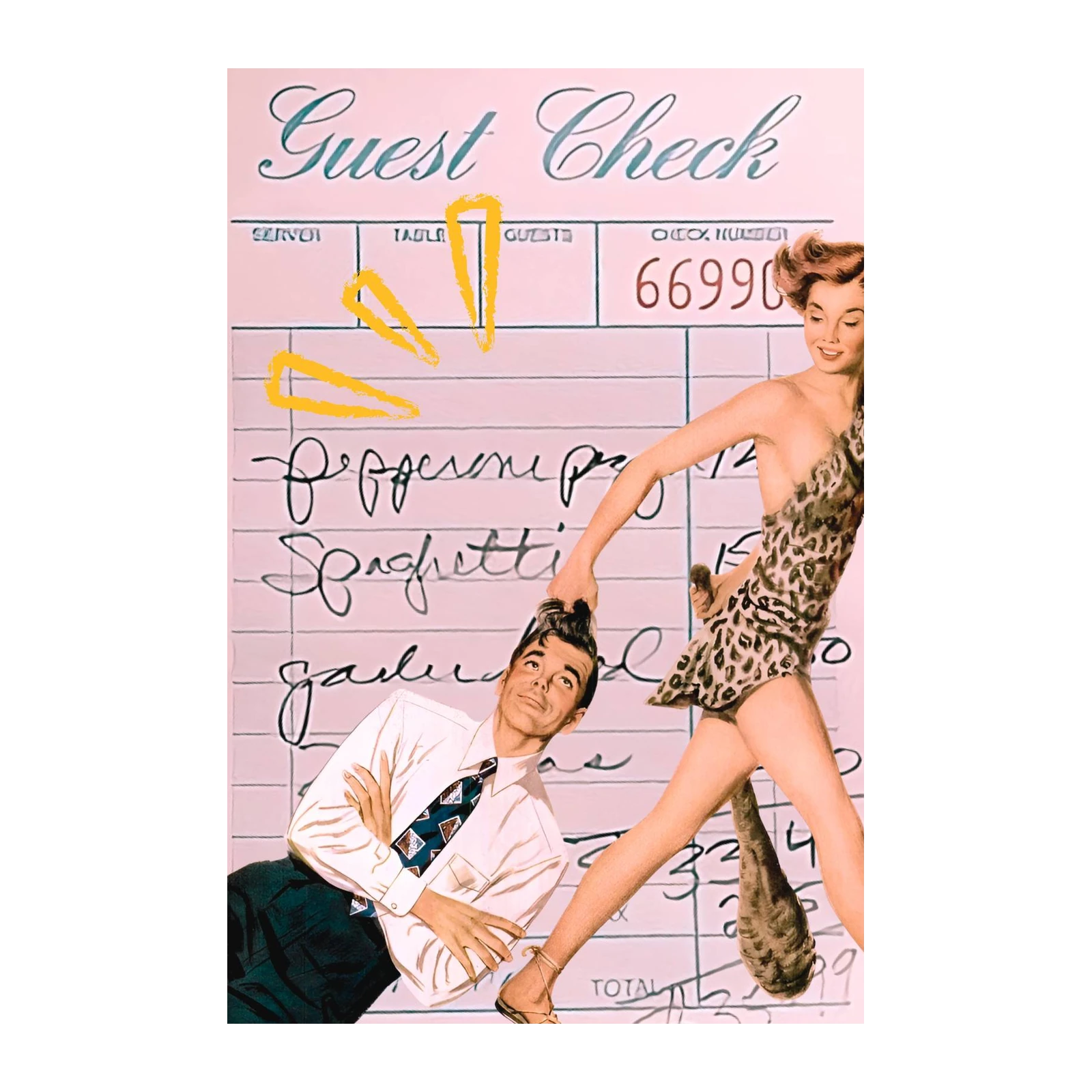 Retro Diner Fun Couple Guest Check Wall Art