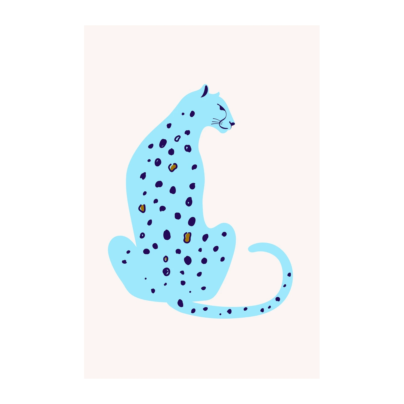 Playful Blue Leopard Mid-Century Modern Wall Art
