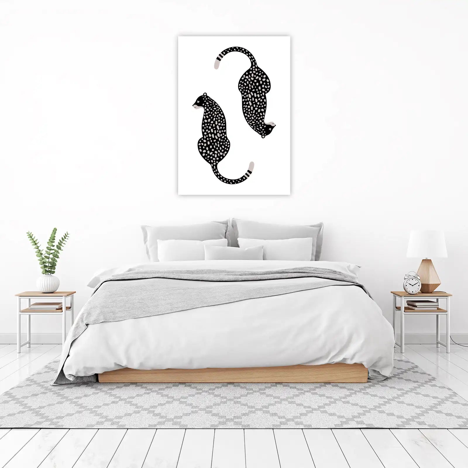 Artistic Black Leopard Pair Wall Art