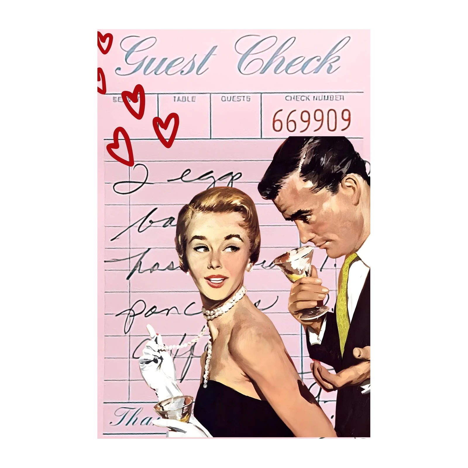 Retro Romance Guest Check Wall Art