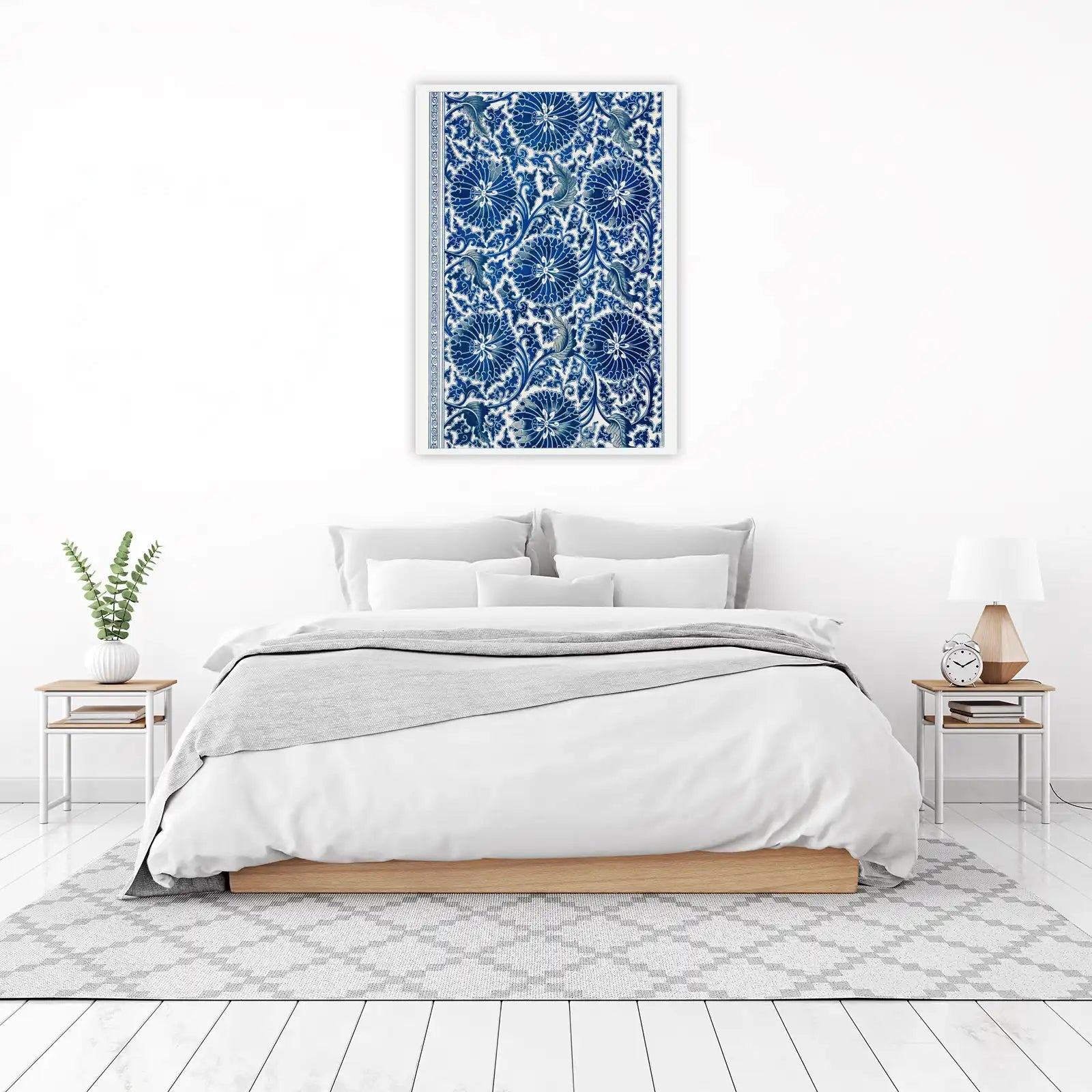Blue Floral Asian Blossom Wall Art