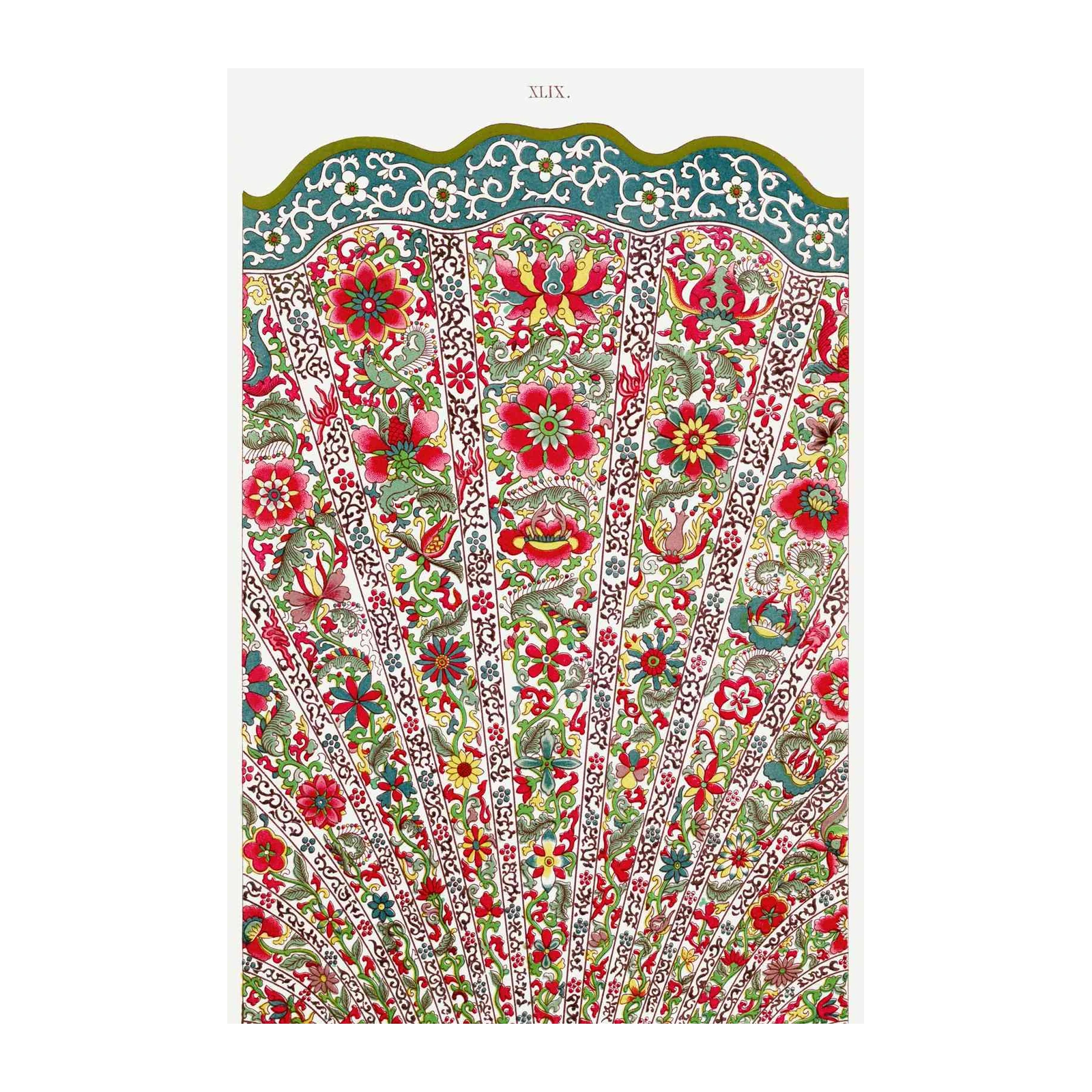 Vintage Floral Fan Wall Art - Oriental Home Decor
