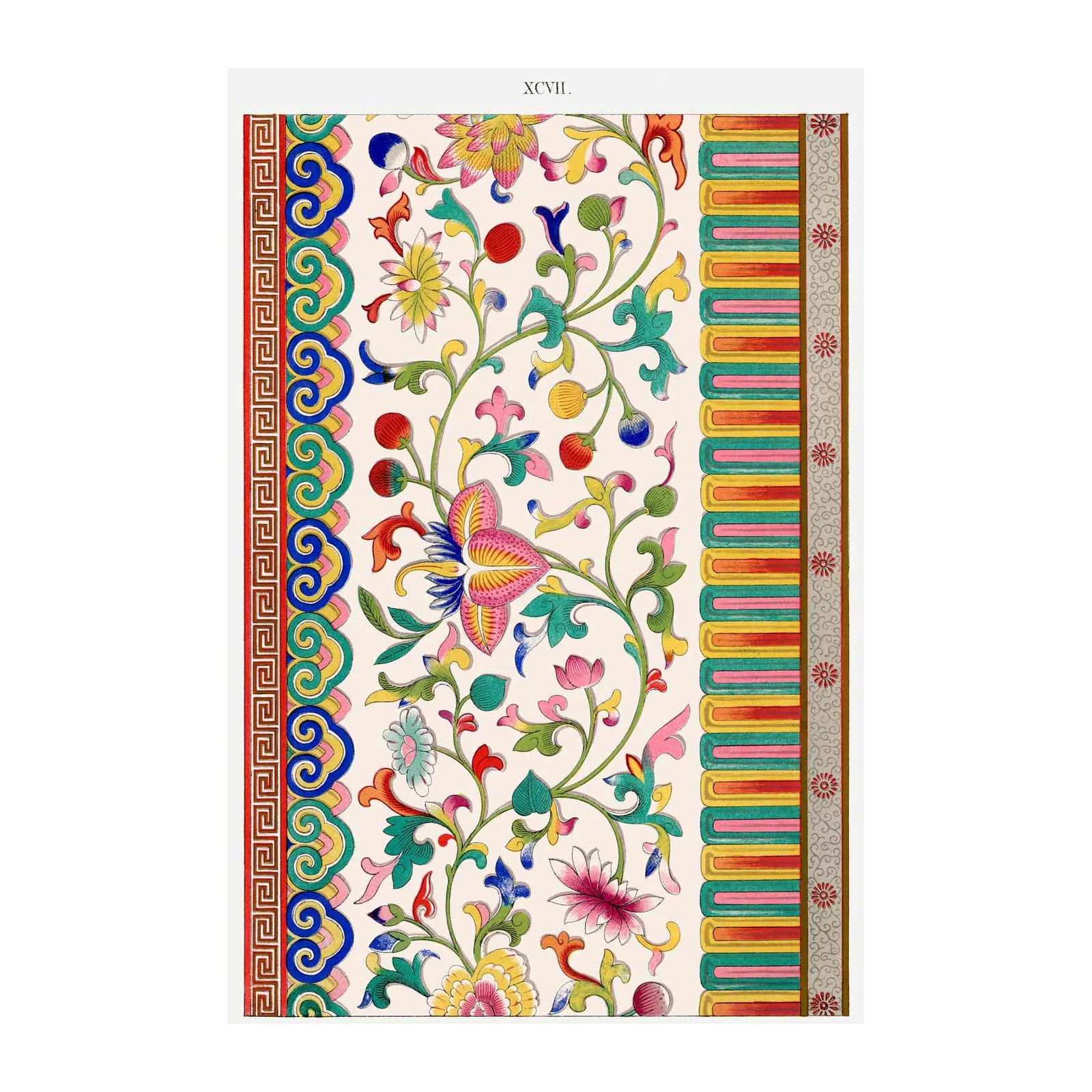 Vibrant Floral Scrollwork Wall Art