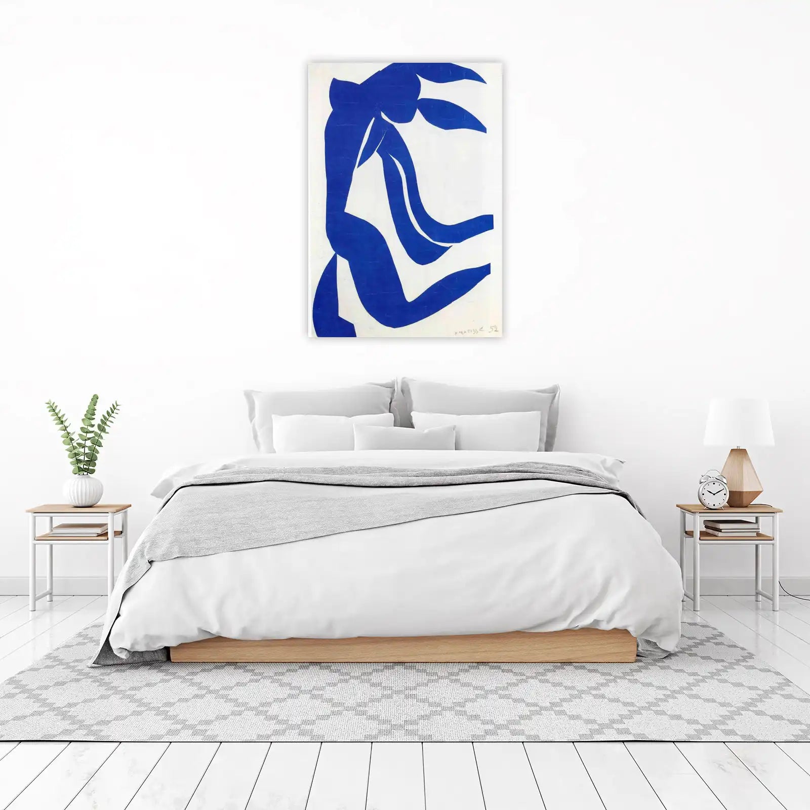 Vibrant Blue Figure Matisse Inspired Wall Art