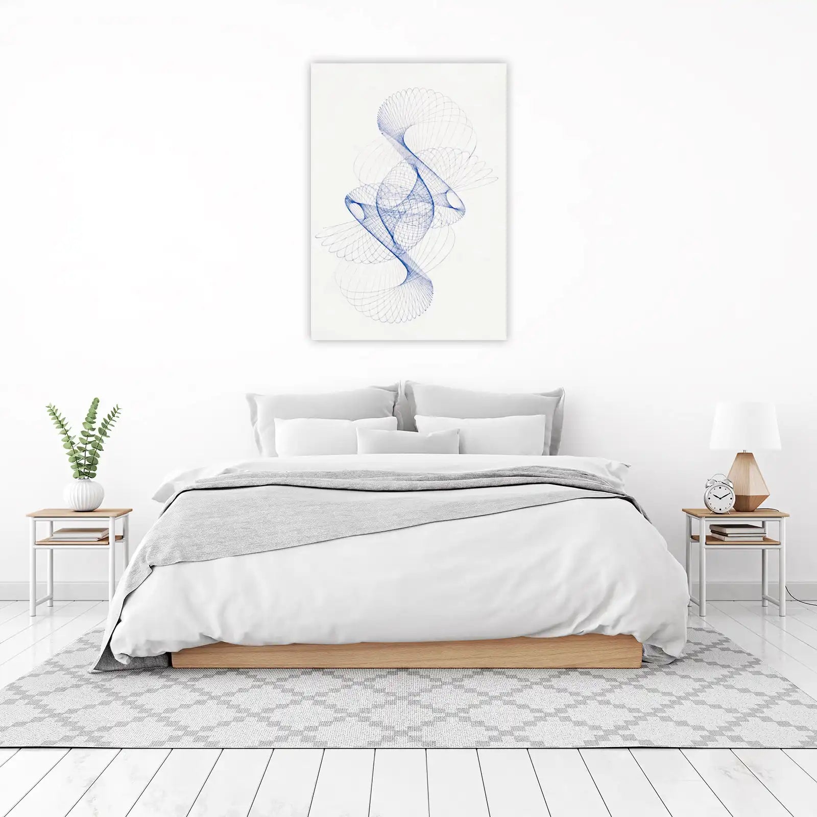 Abstract Blue Spirograph Art Wall Art
