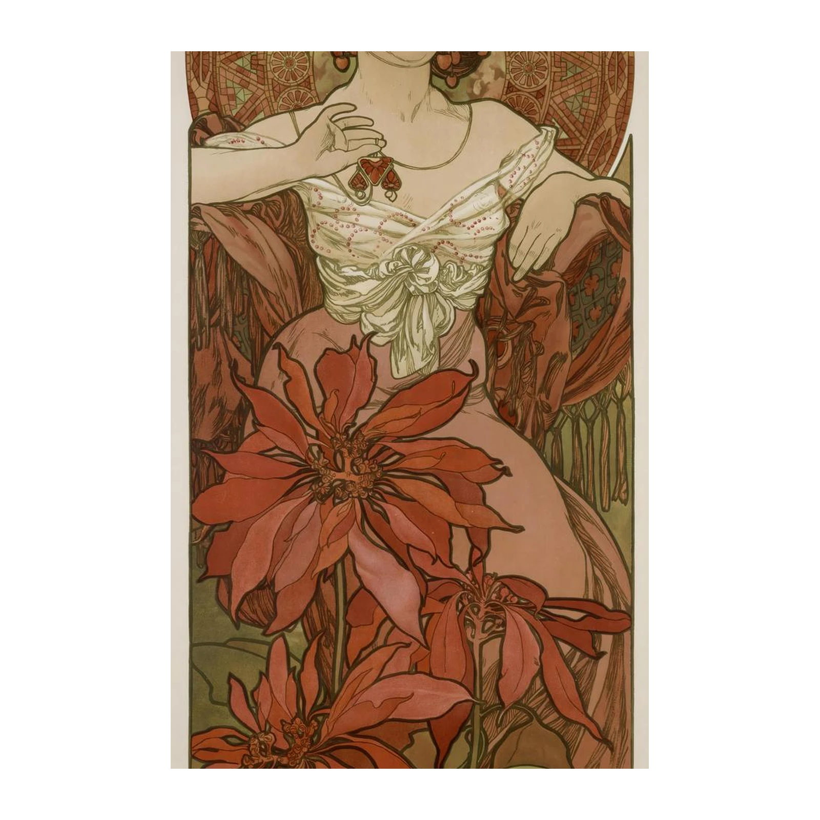 Art Nouveau Woman & Flowers Wall Art