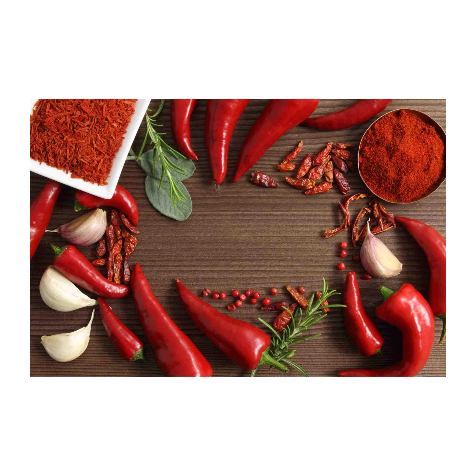 Vibrant Red Chili Spice & Garlic Wall Art